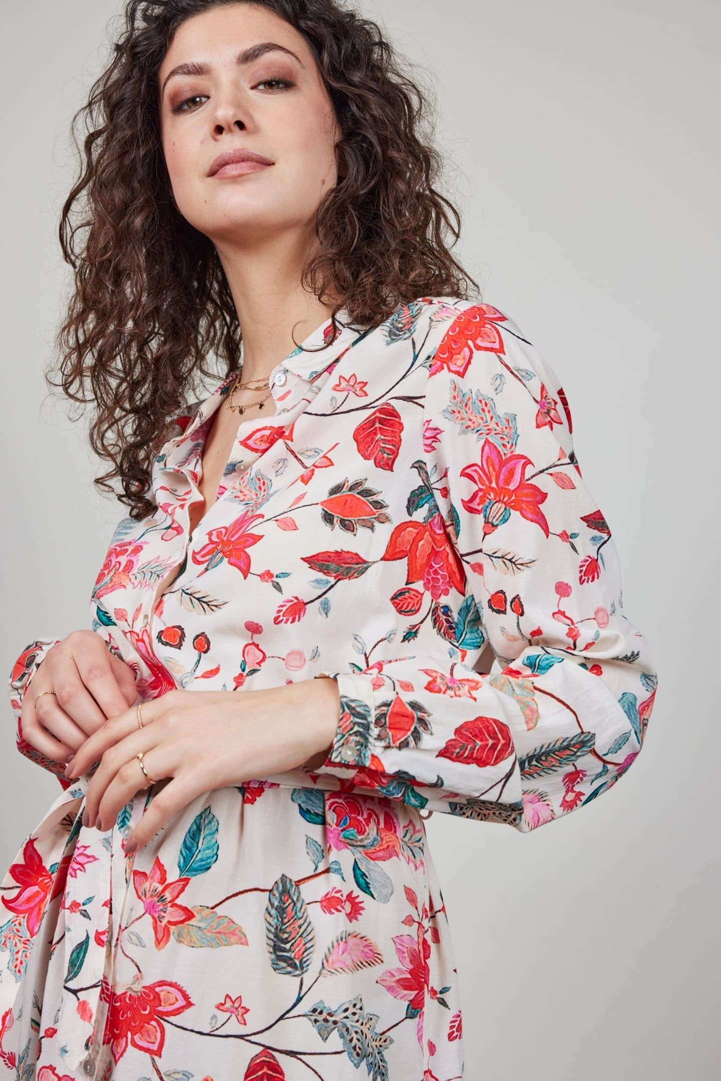 TUNIC PRECIOUS IN OFFWHITE WITH INDIAN FLOWER PRINT 4