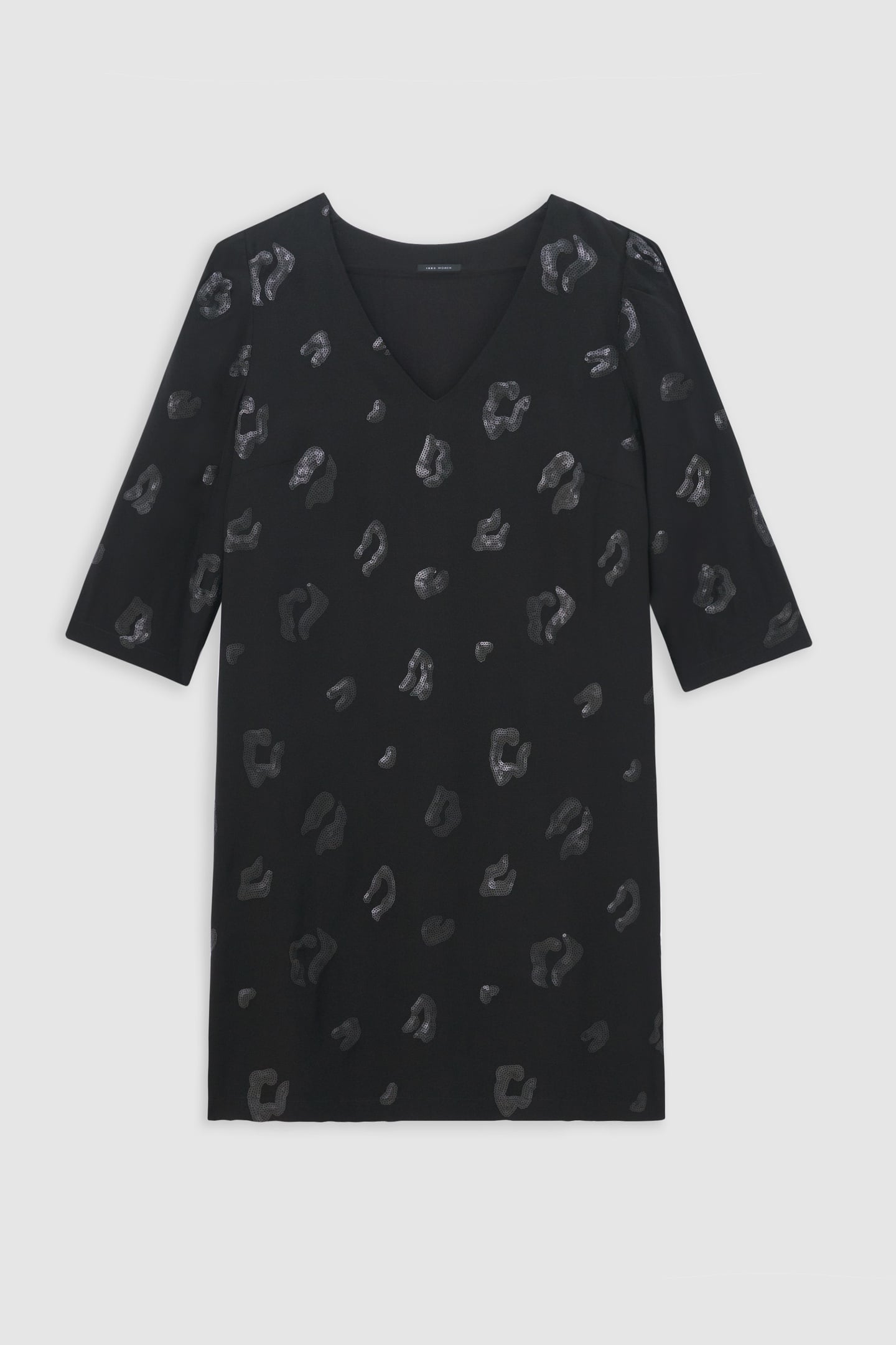BLACK SEQUIN-EMBROIDERED LEOPARD PRINT DRESS 4