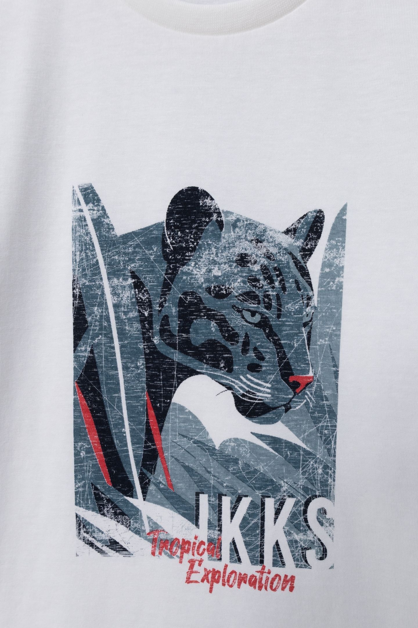 WHITE ORGANIC COTTON PANTHER T-SHIRT 3