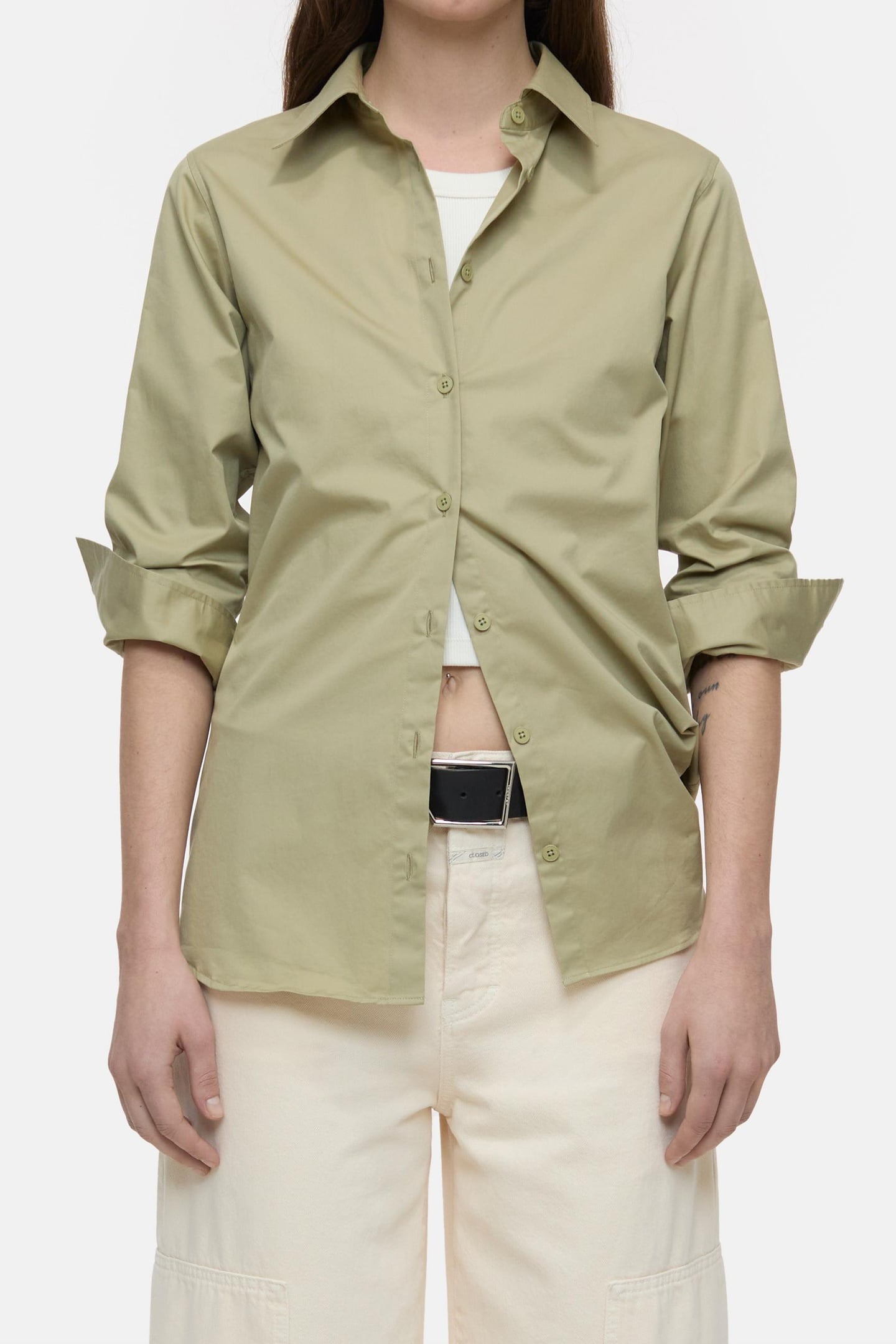 WAISTED SHIRT SHIRTS & BLOUSES SAGE TEA 1