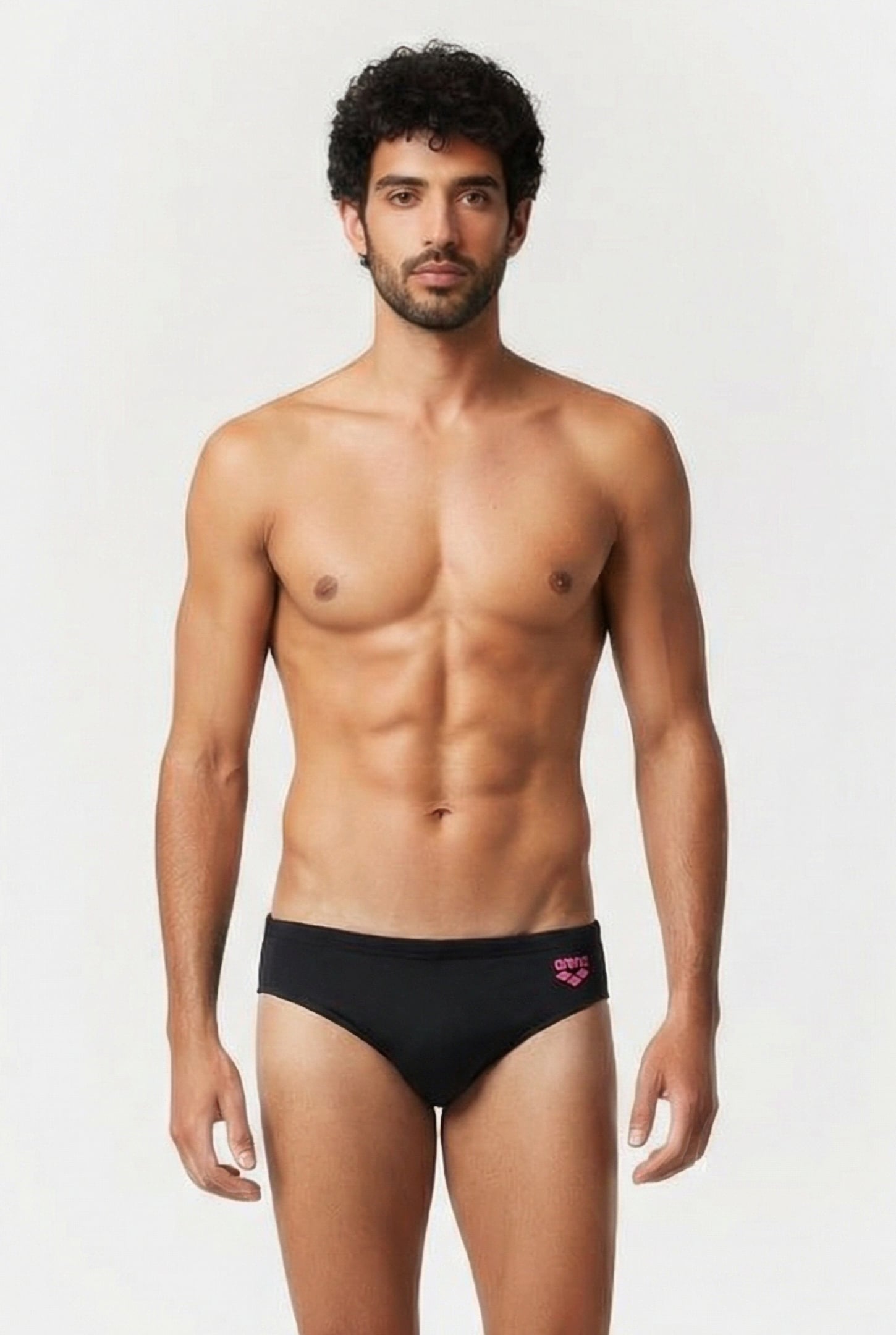 MEN'S ARENA AIRBRUSH GRAPHIC SWIM BRIEFS BLACK 1