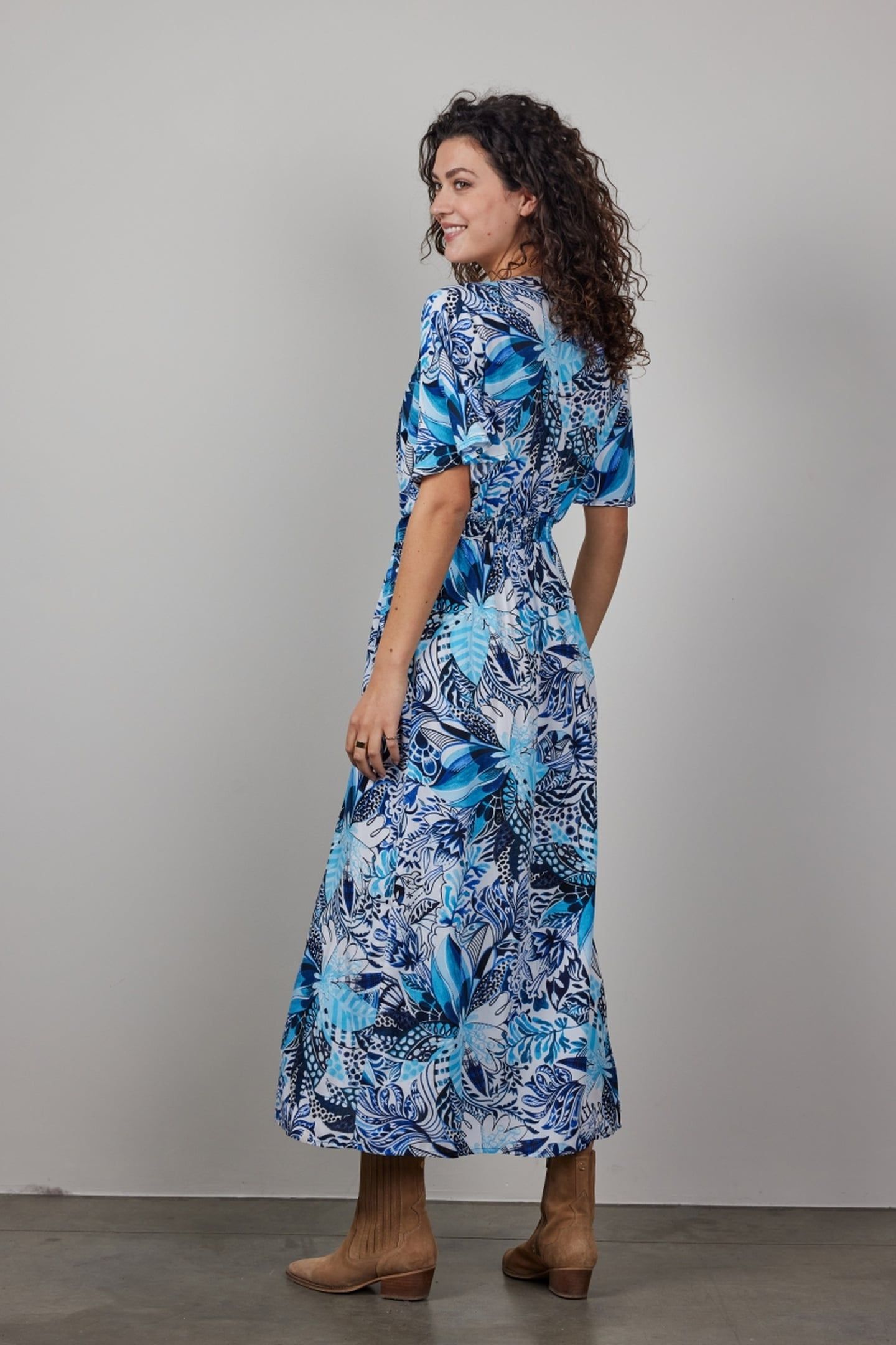 DRESS NOVA IN OFFWHITE WITH BLUE AZUR FUSION PRINT 3