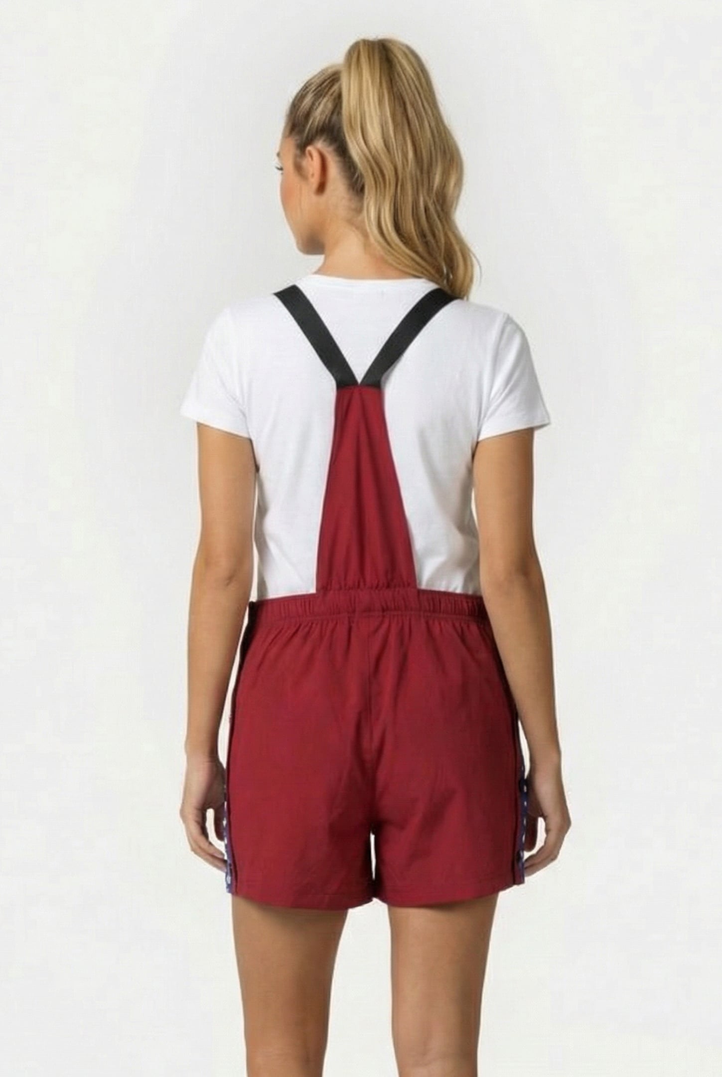 WOMEN'S ARENA ICONS ROMPER SOLID BURGUNDY NEON BLUE BUTTER 2