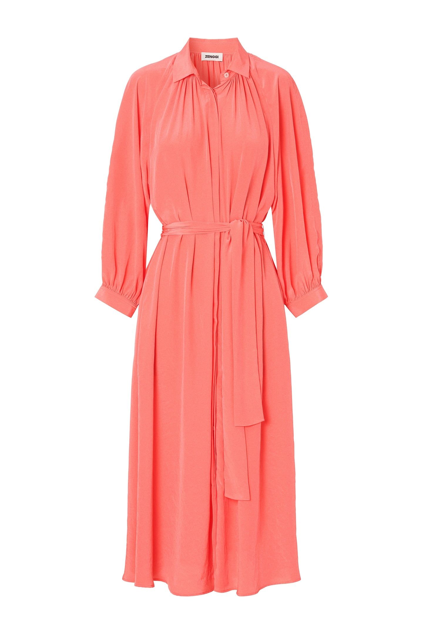 TECHNOSILK GATHERED DRESS RADIANT CORAL 3