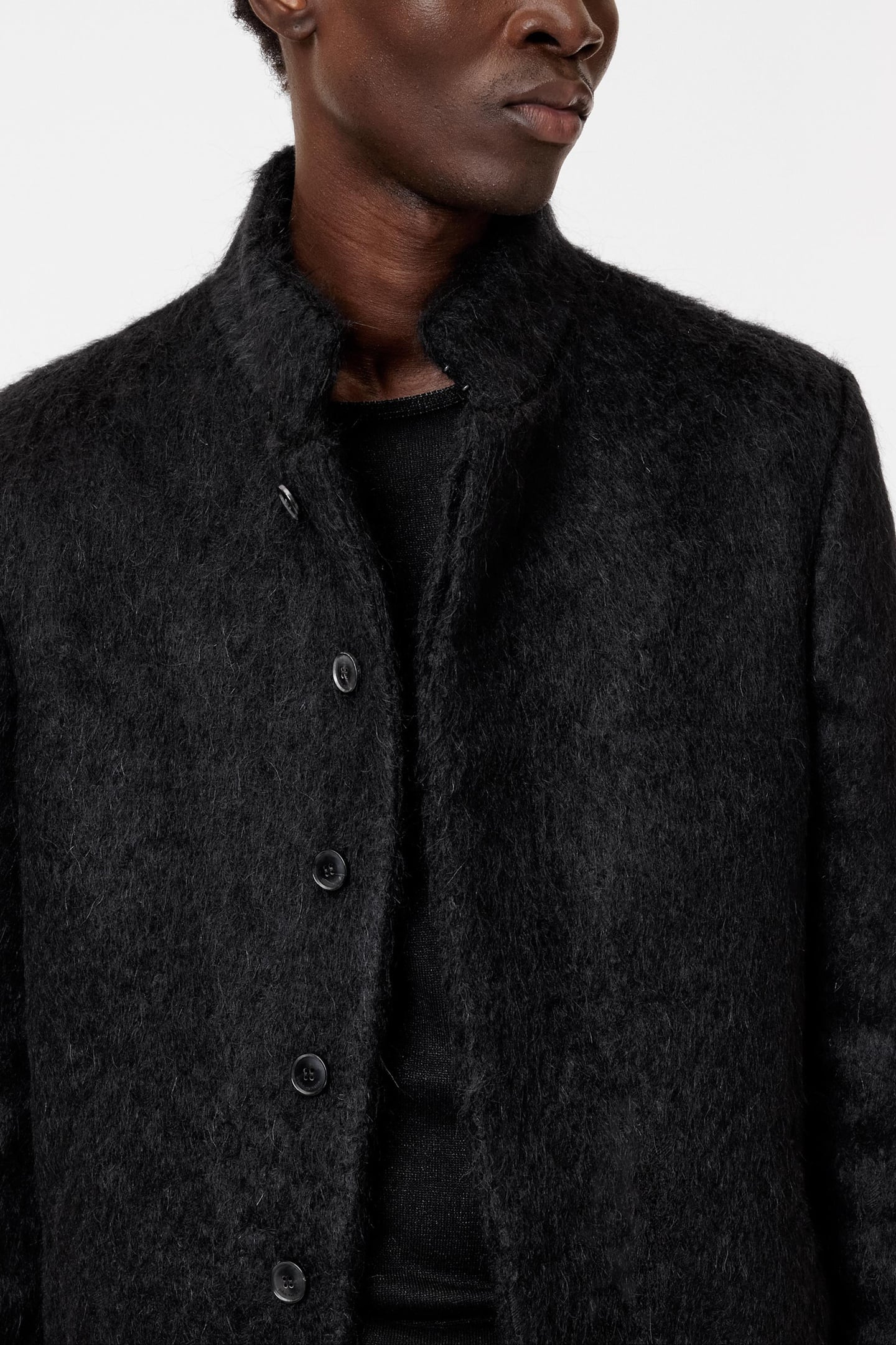 HIDDEN CF PLACKET BUTTON FRONT SLIM FIT BLACK 3