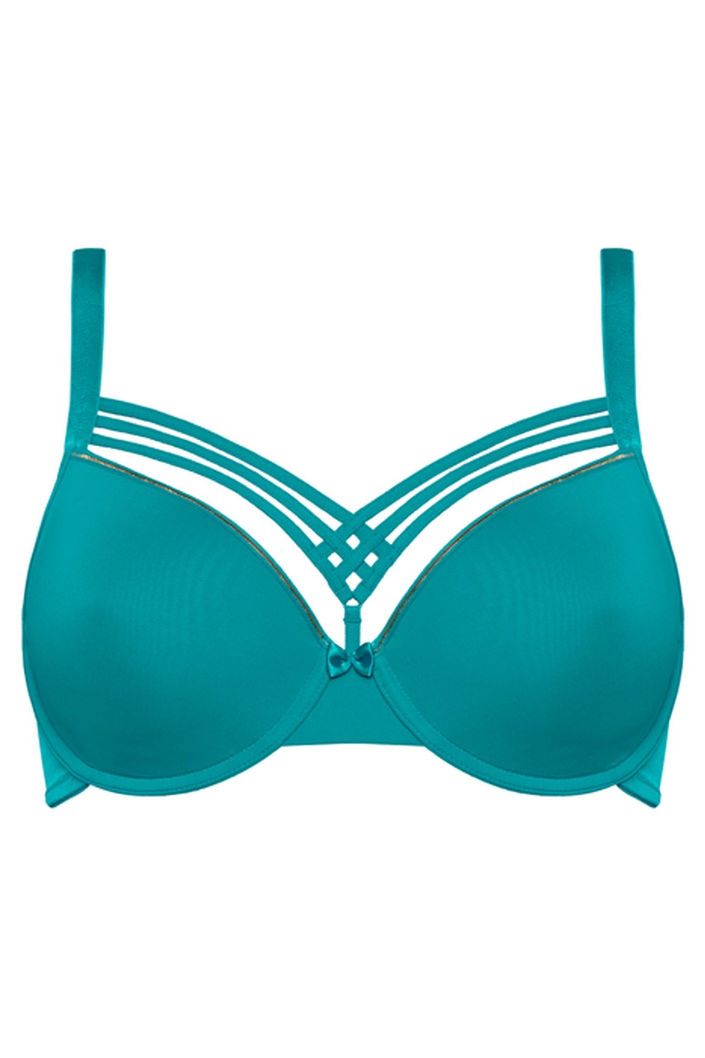 DAME DE PARIS LAKE BLUE AND GOLD PLUNGE BRA 2