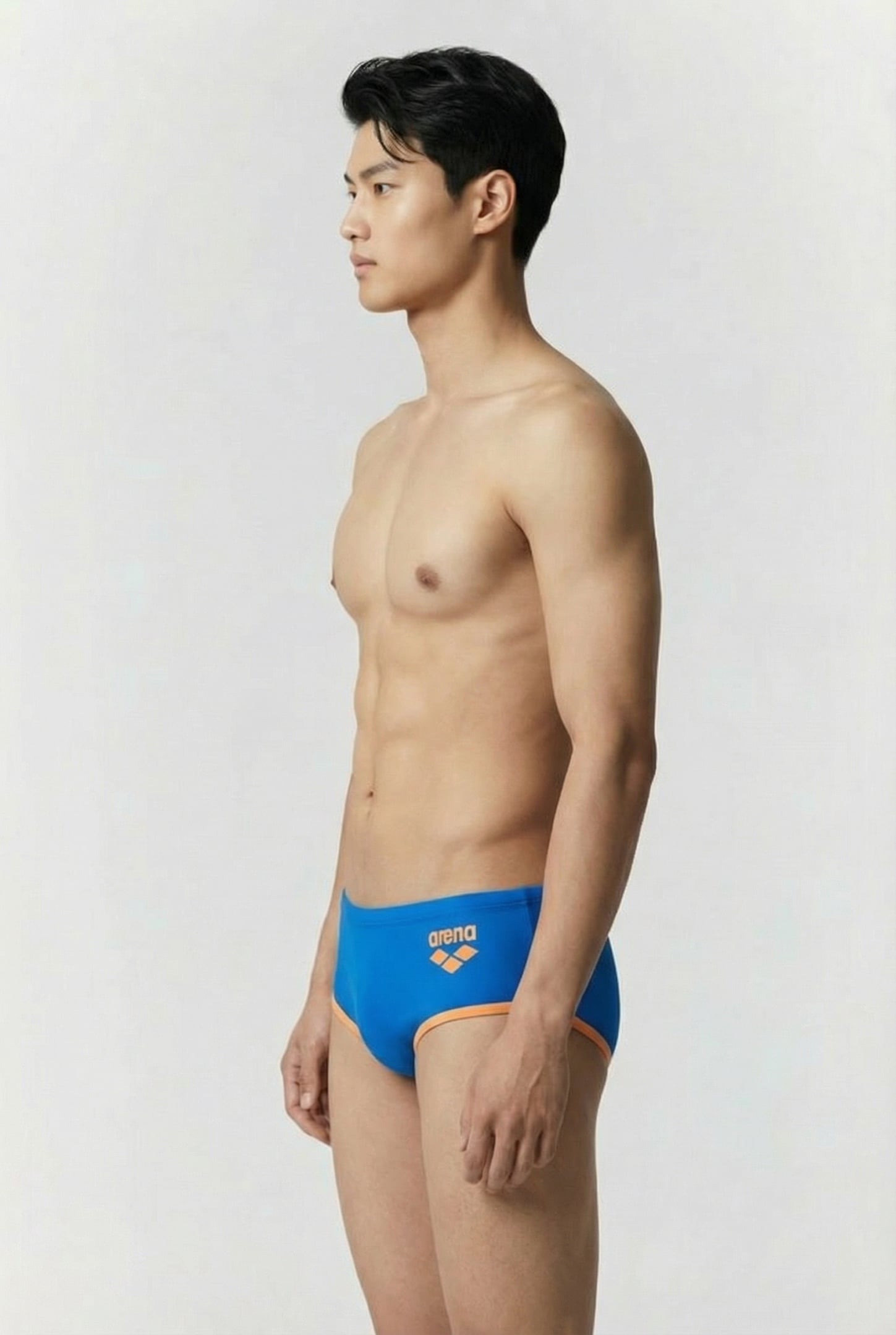 MEN'S ARENA ONE 12CM SWIM BRIEFS BIG LOG BLUE RIVER FLUO ORA 3