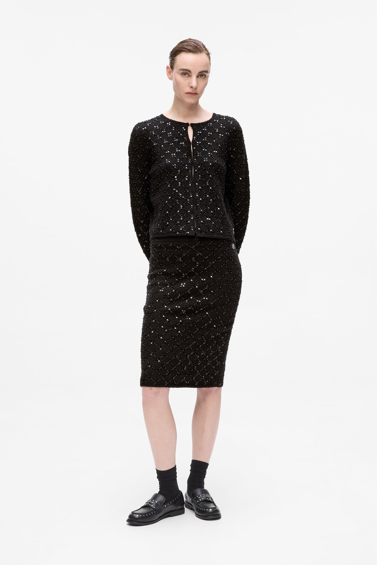BLACK EMBELLISHED KNIT CARDIGAN 3