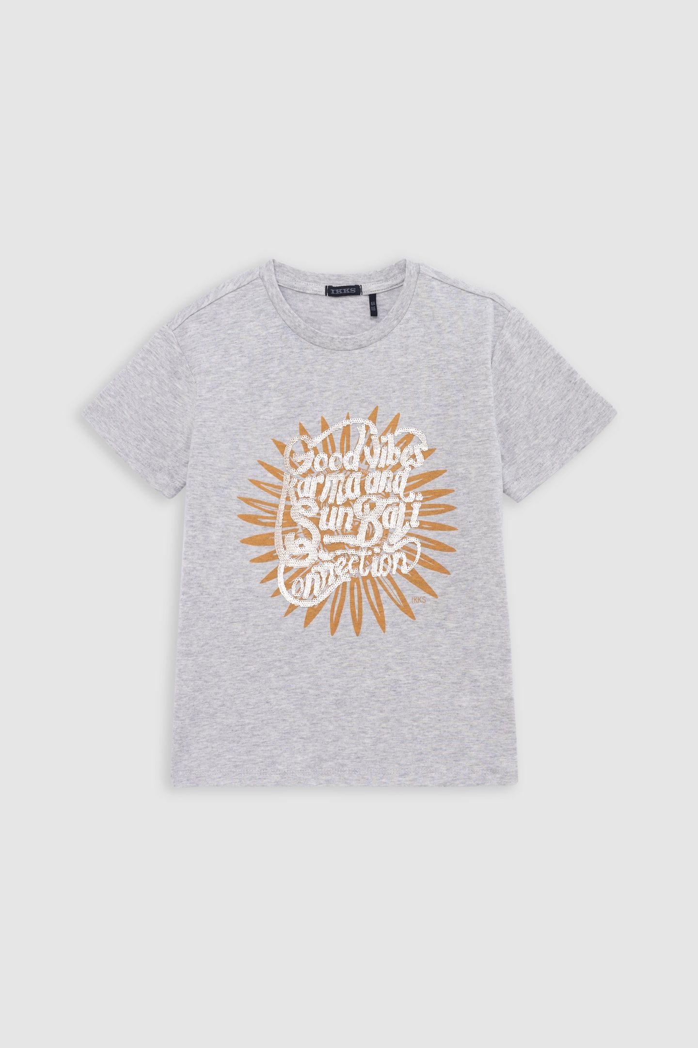 GREY ORGANIC COTTON PRINT AND SEQUIN T-SHIRT 1