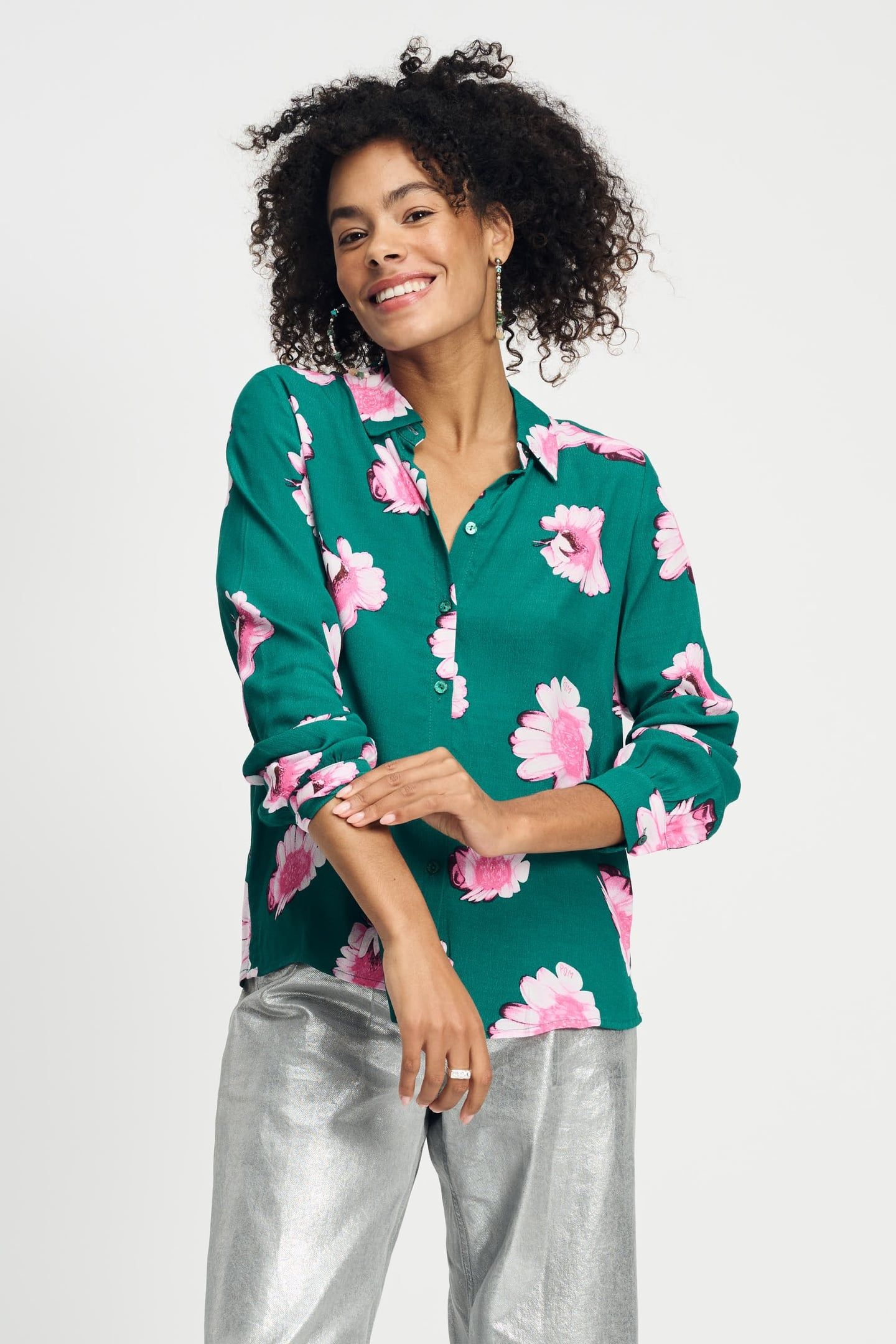 BLOUSE - MILA MEADOW FLOWERS GREEN 1