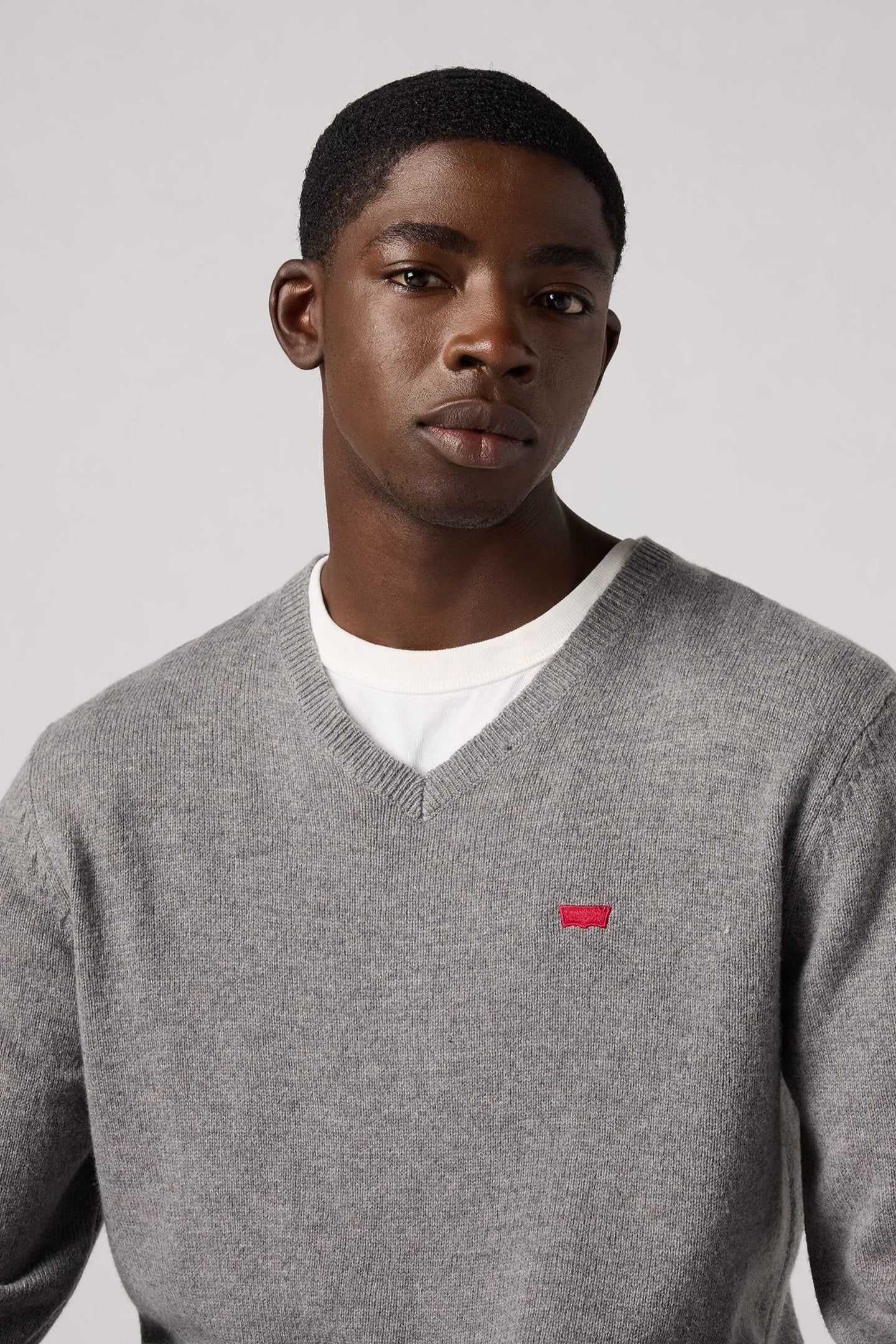 V NECK HM SWEATER MID TONE GREY HEATHER 2
