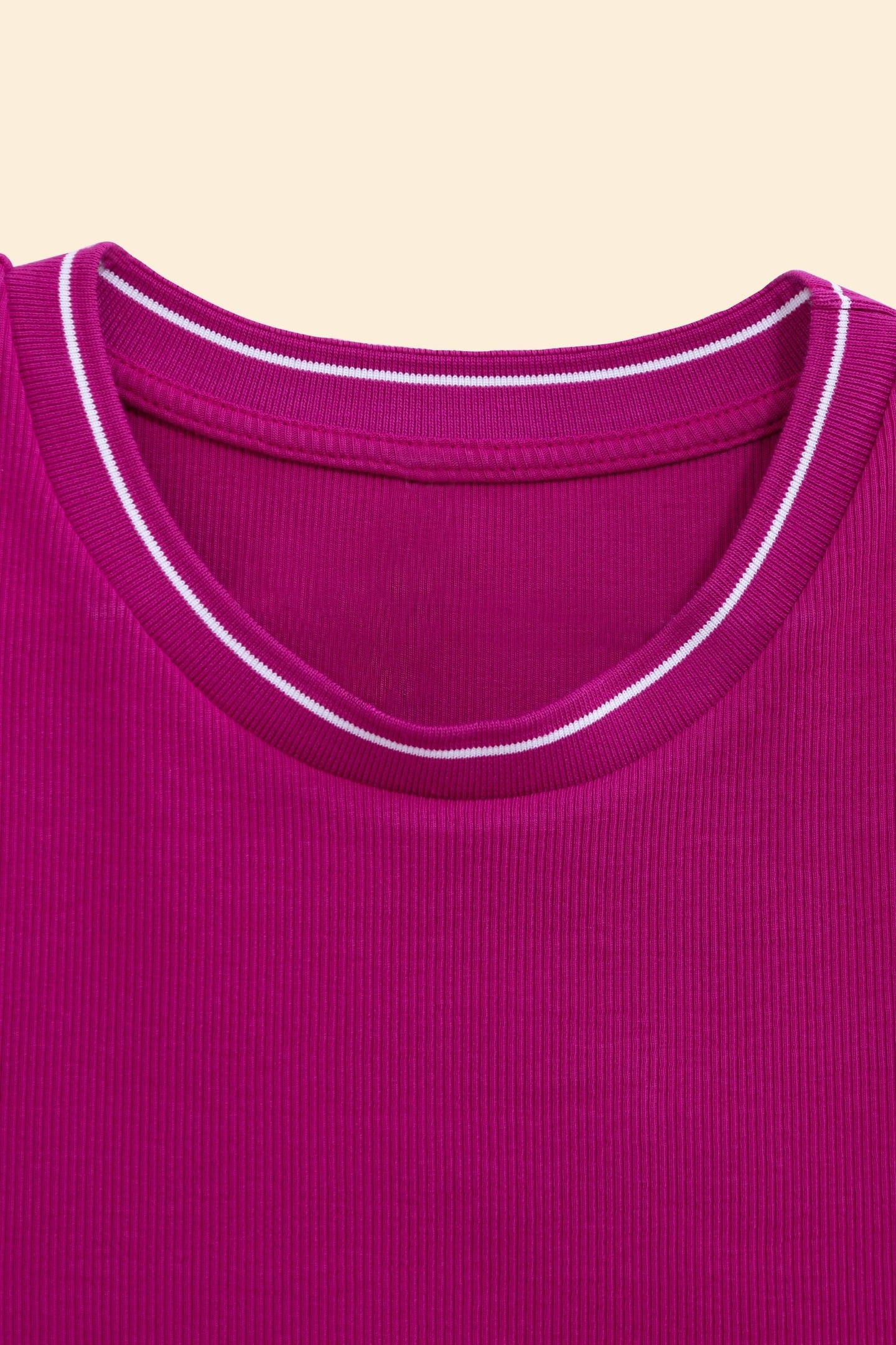 SLEEVELESS TANK TOP FUSHIA STRIPED RIBBING VIOLINE 6