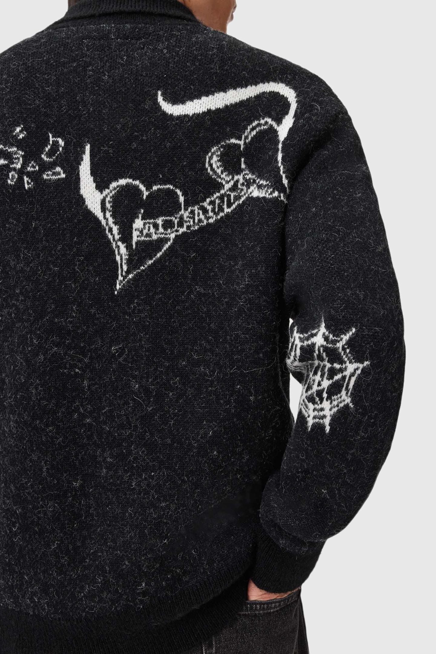 WARNER CARDIGAN CINDER BLACK/WHITE 5