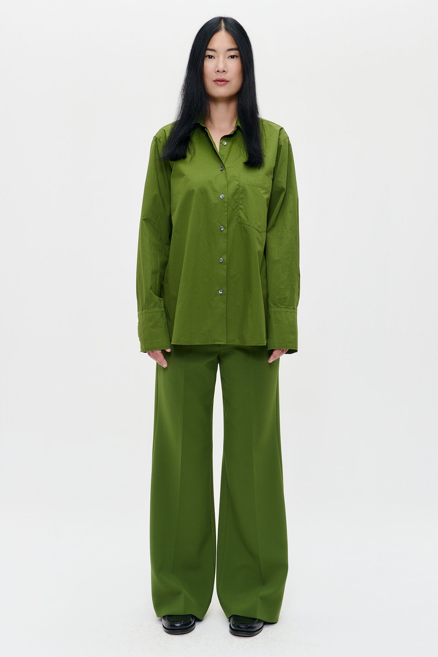 POPLIN SHIRT HERB GREEN 2