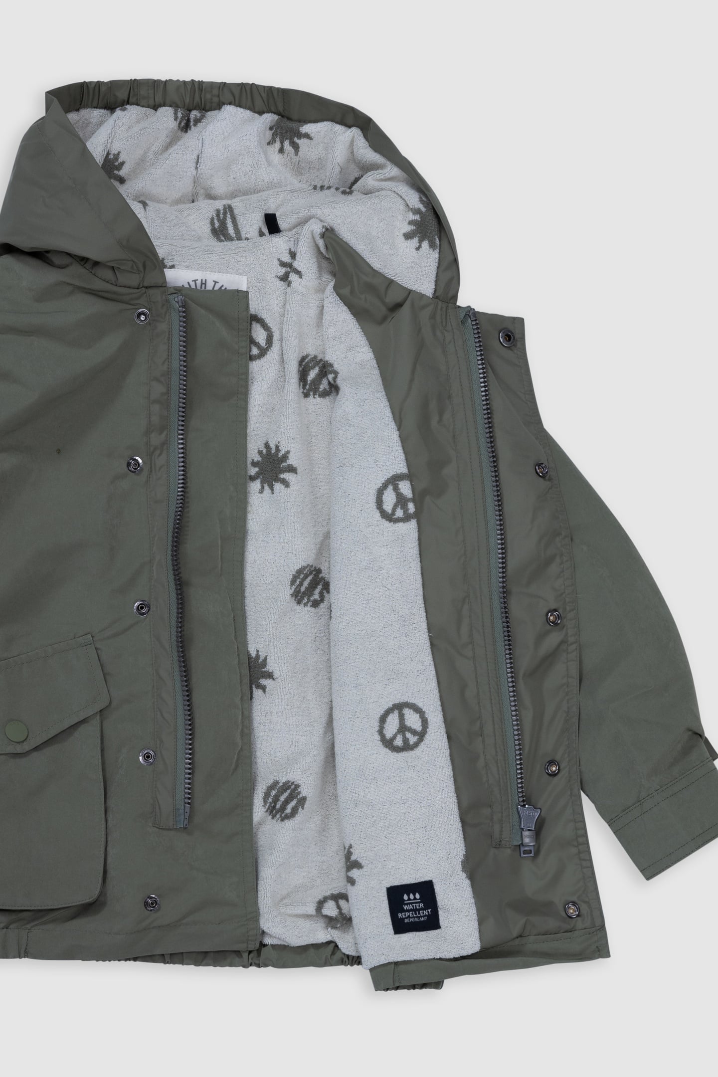 HOODED KHAKI JACKET WITH TERRYCLOTH LINING 3