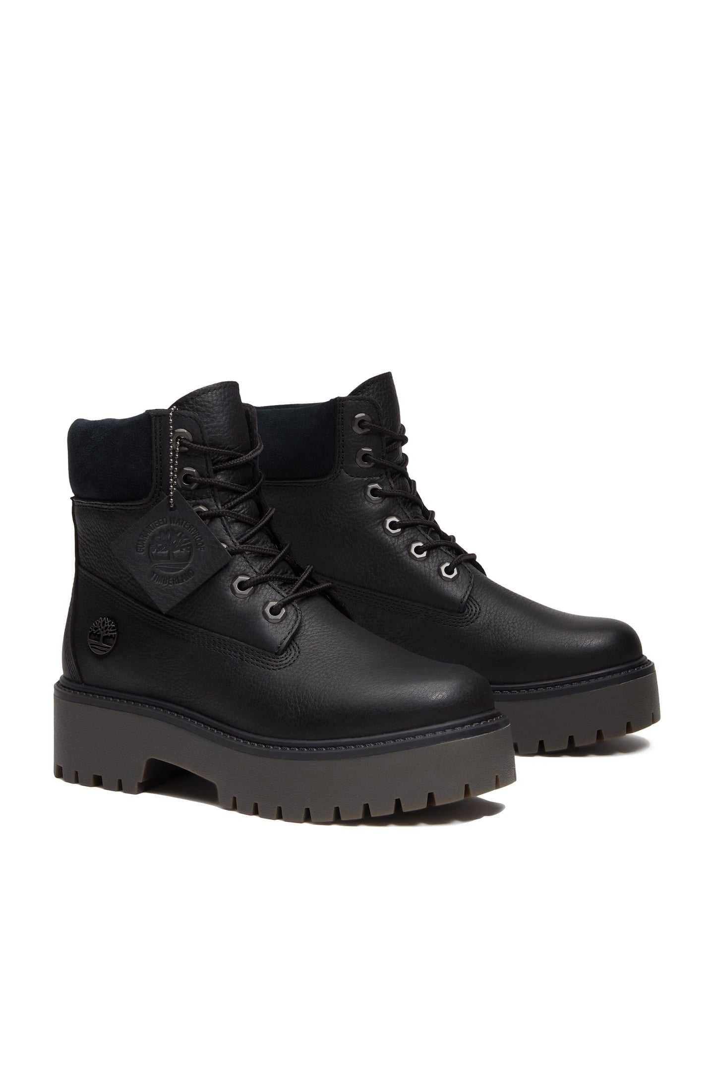 STONE STREET 6 INCH LACE UP WATERPROOF BOOT BLACK FULL GRAIN 3