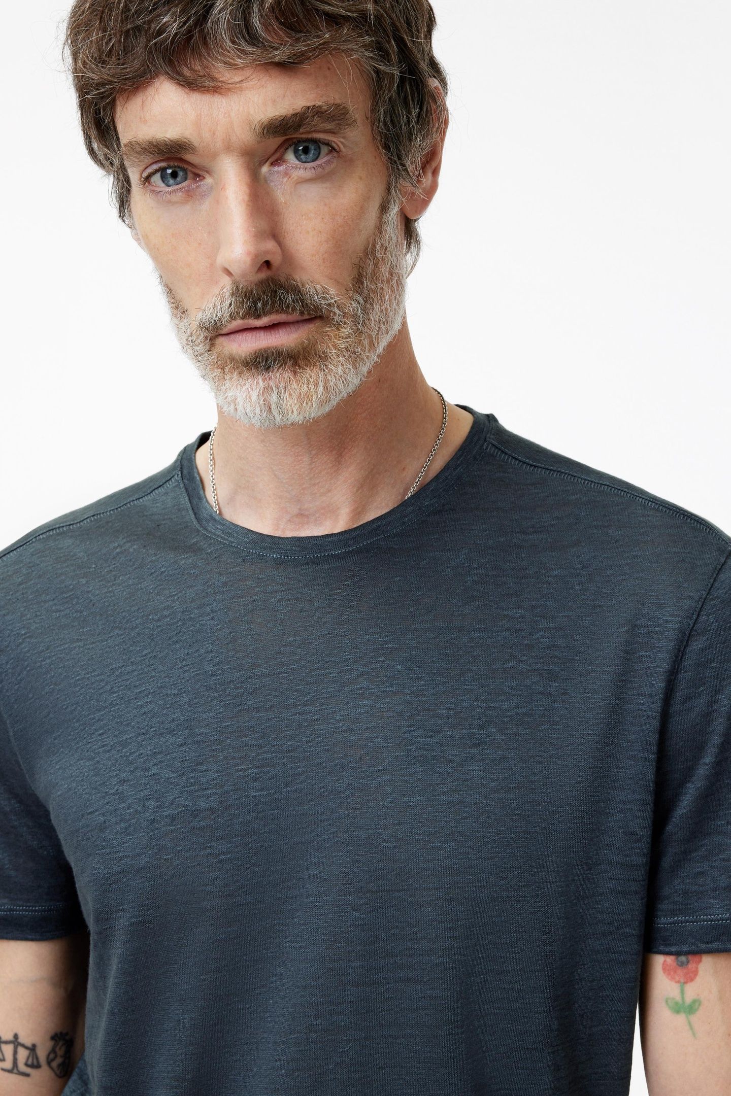 MOTT REGULAR FIT SS LINEN CREW BLUE SMOKE 3