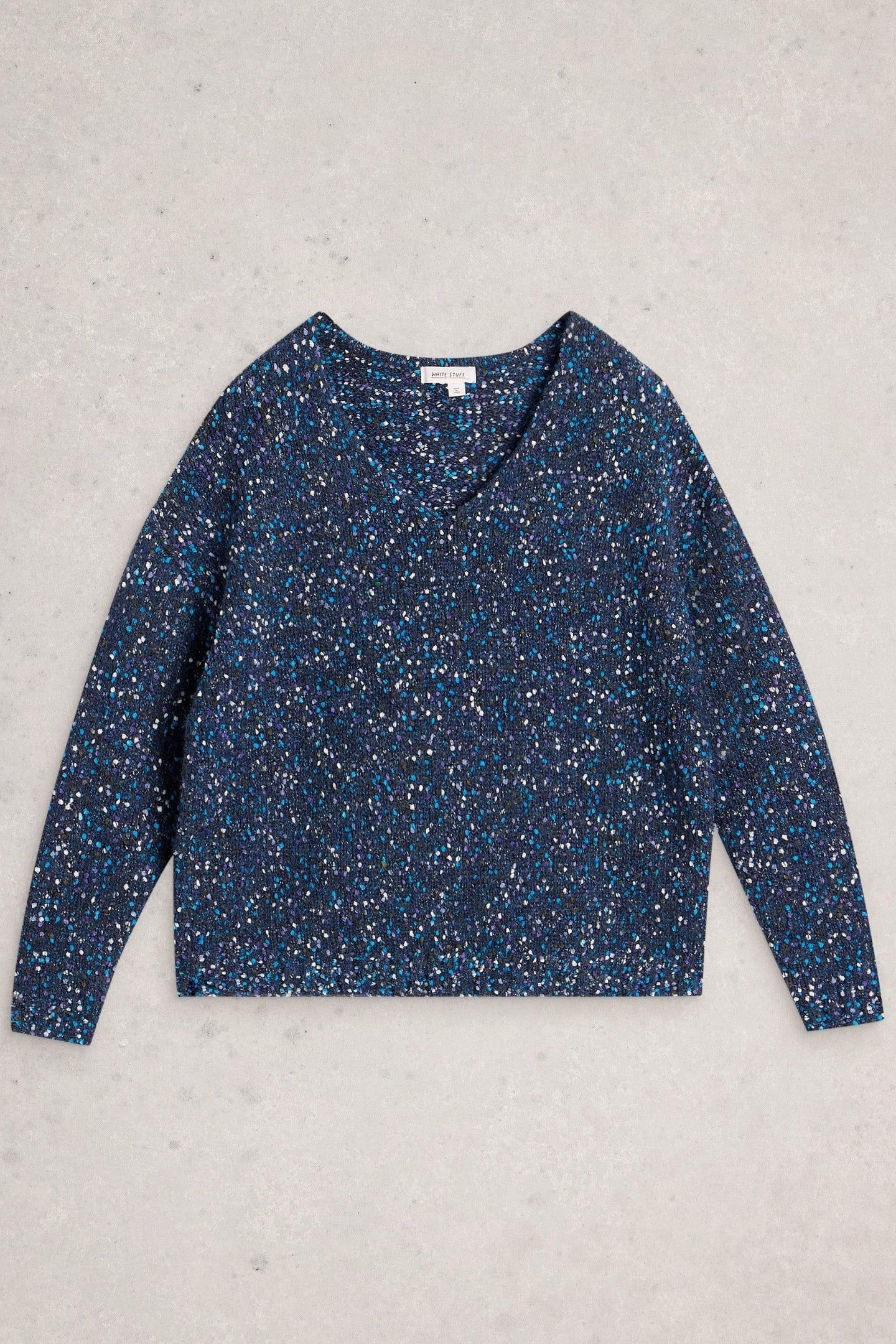 TEXTURED V NECK JUMPER DARK NAVY 3