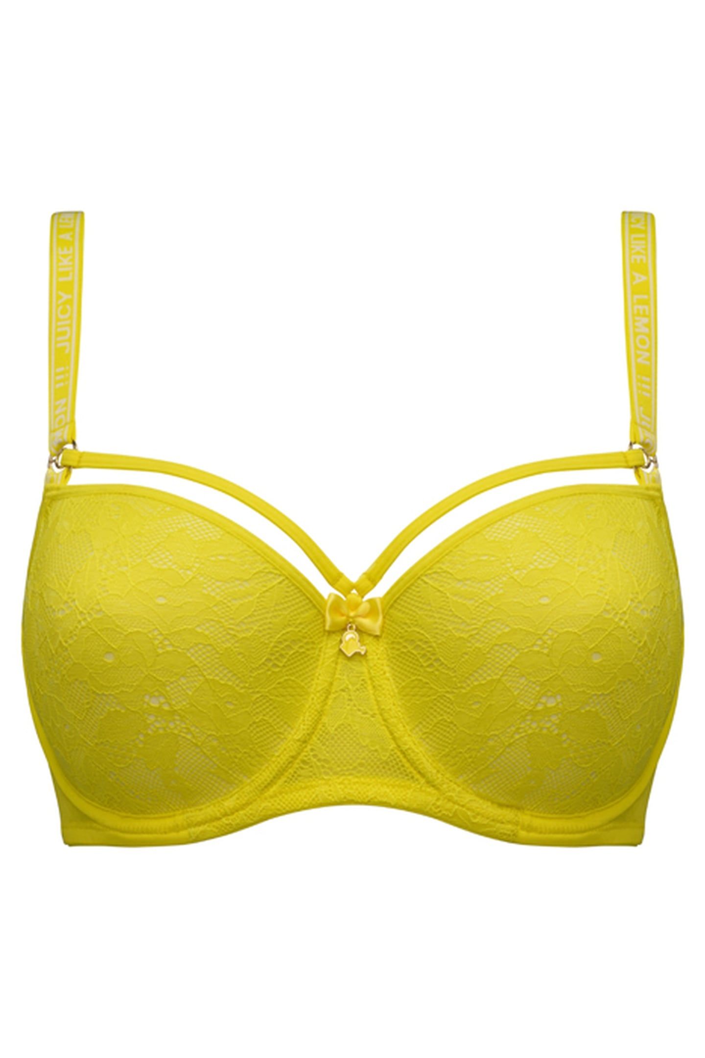 SPACE ODYSSEY CITRUS YELLOW LACE BALCONY BRA 2