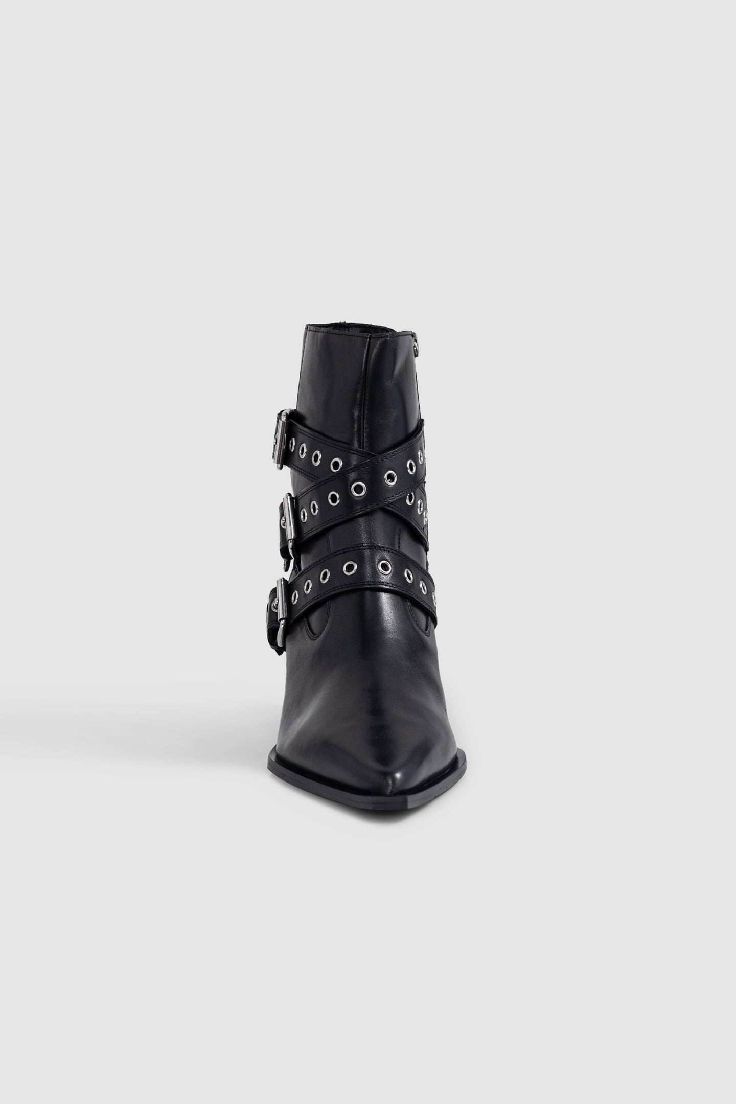 SANTIAGS BOOTS BLACK LEATHER EYELET BUCKLES 2