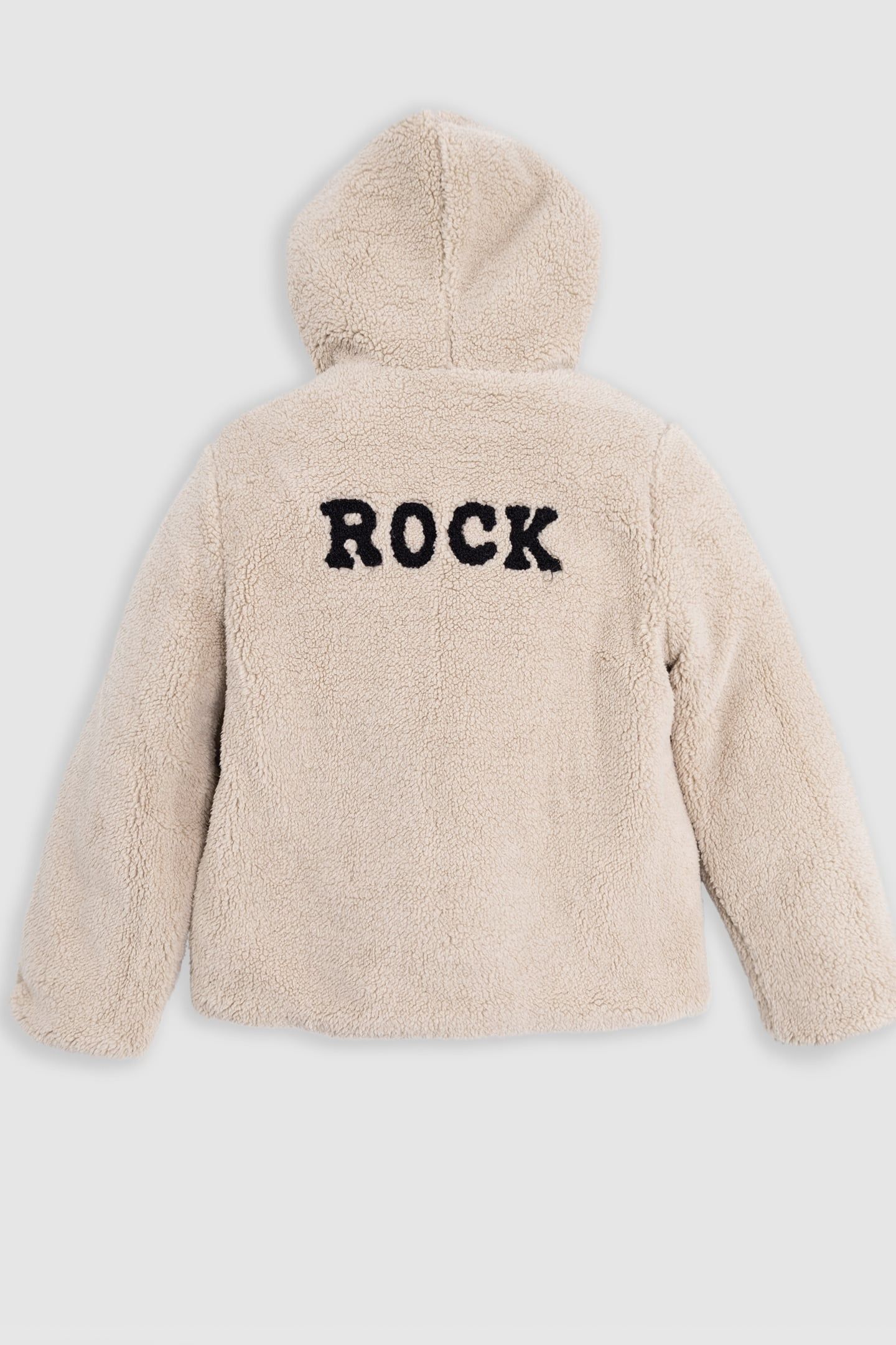 BOY'S REVERSIBLE BEIGE SHERPA AND BLACK NYLON JACKET 5