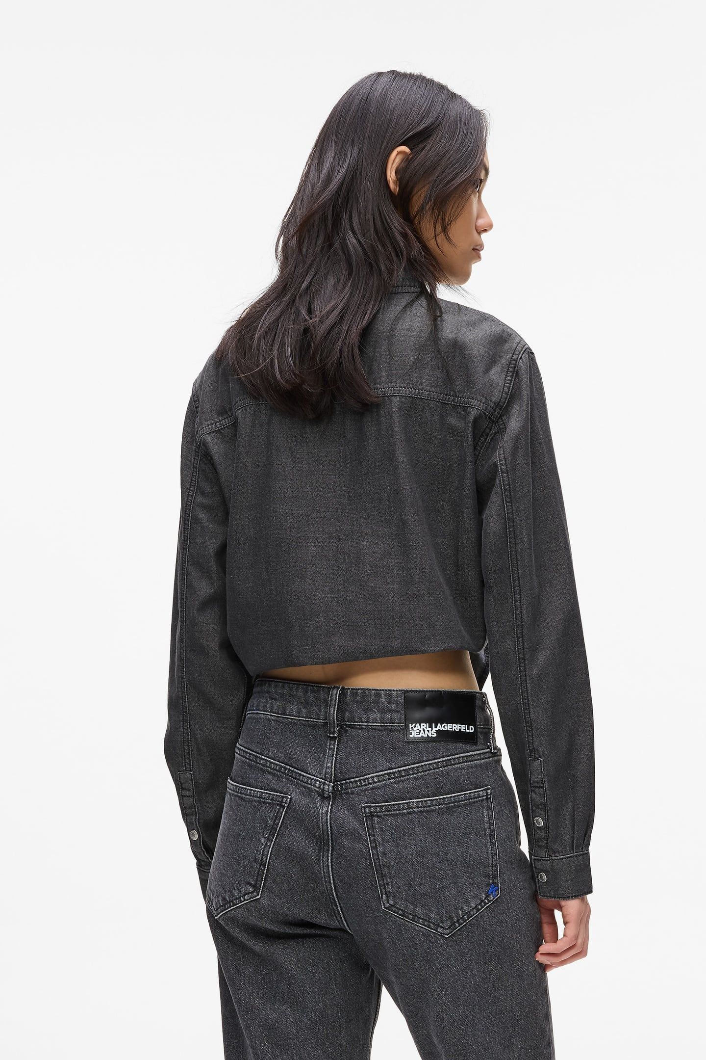 WASHED BLACK KLJ DENIM WRAP BLOUSE 4