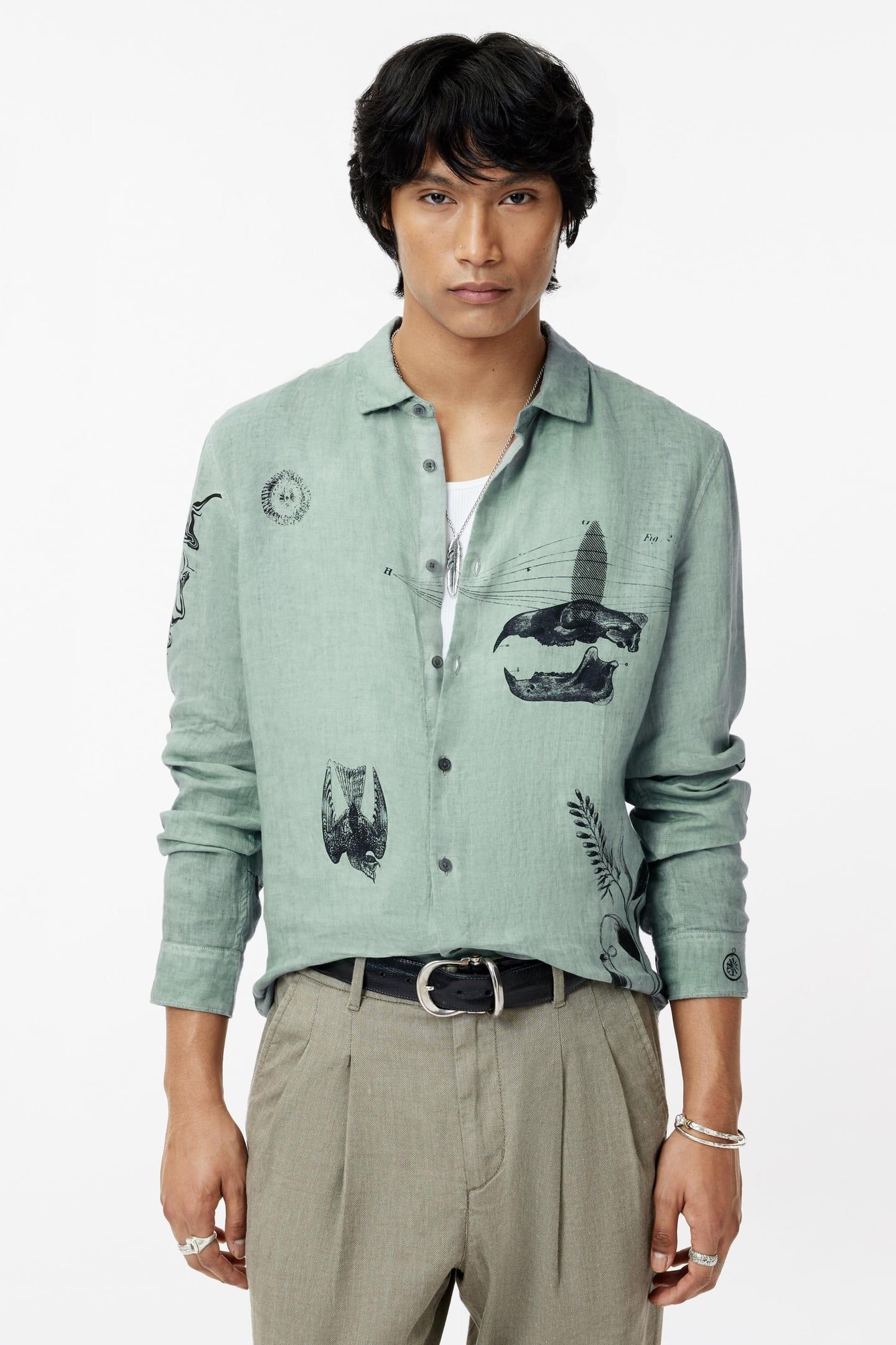 LUCA LS COLLARED BUTTON UP REGULAR FIT S LT BLUE HTHR 1