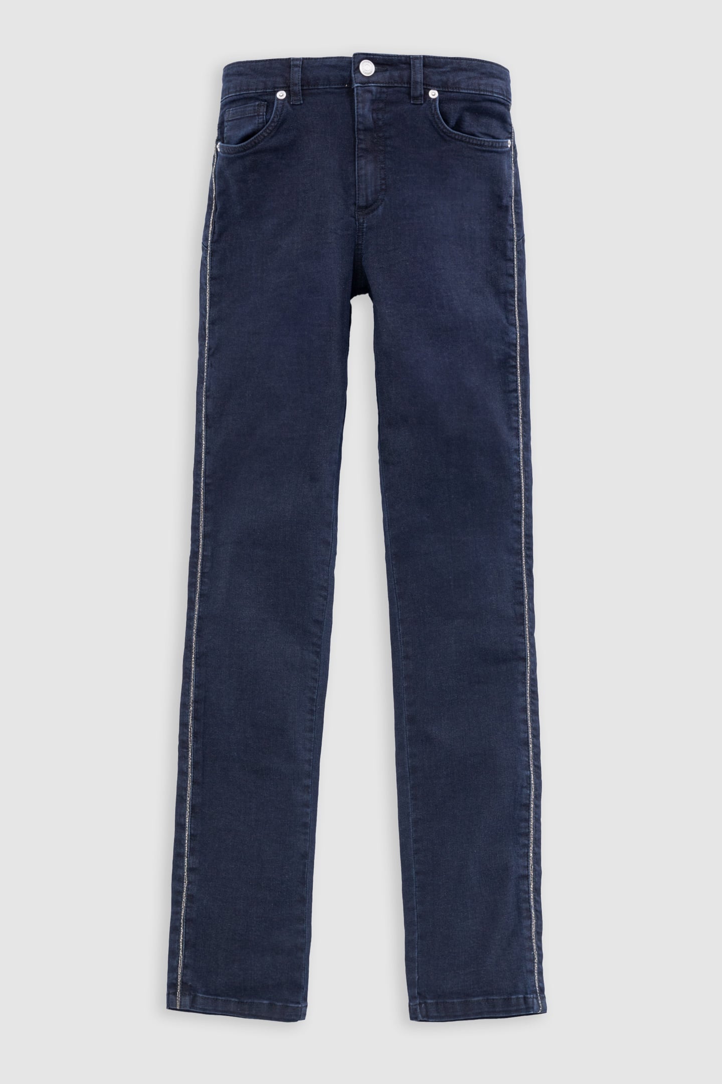 DARK BLUE SLIM JEANS WITH ROXANNE CHAIN MOTIF ON SIDES 4
