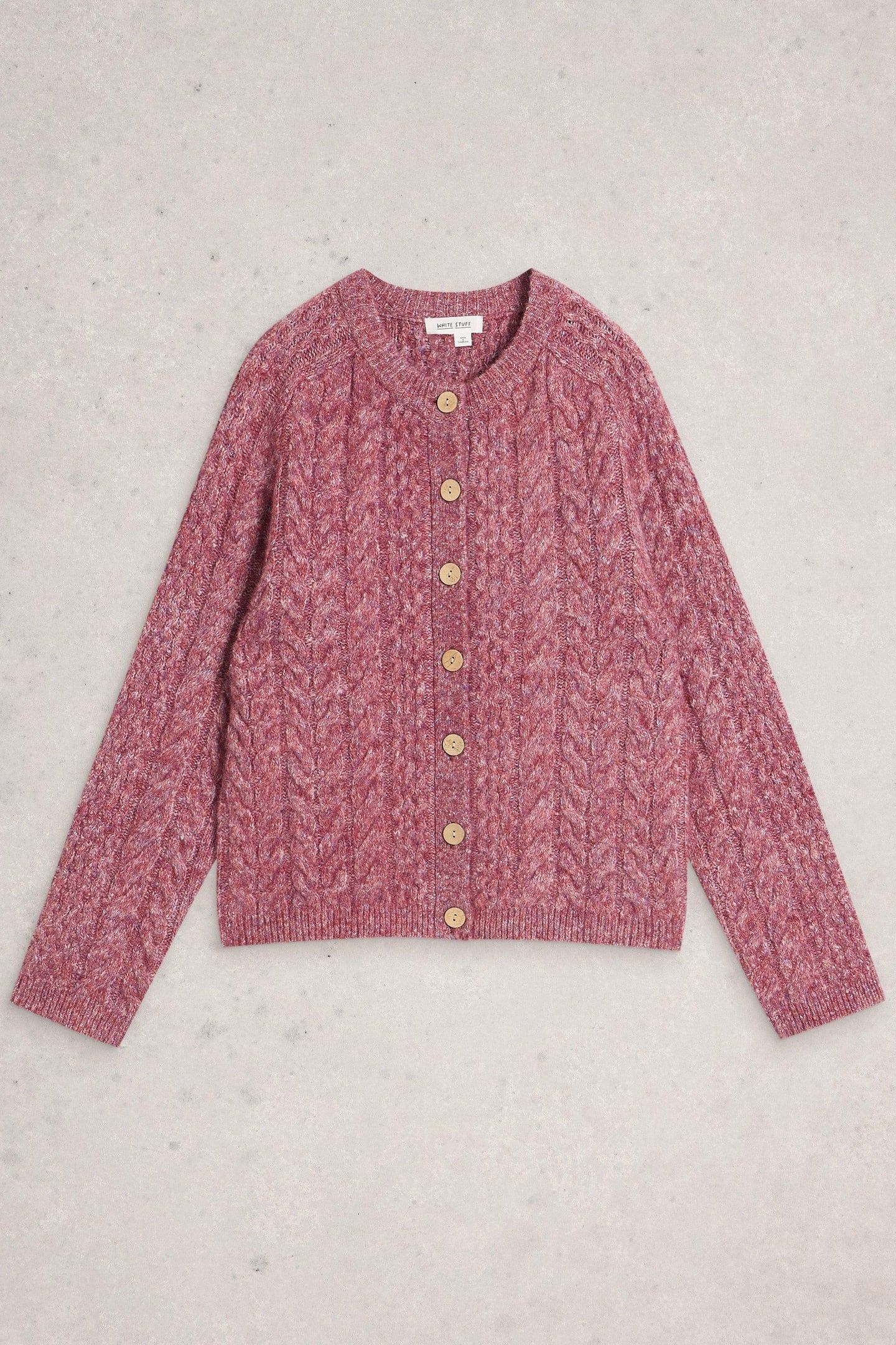 CARLY CABLE CARDI MID PINK 3