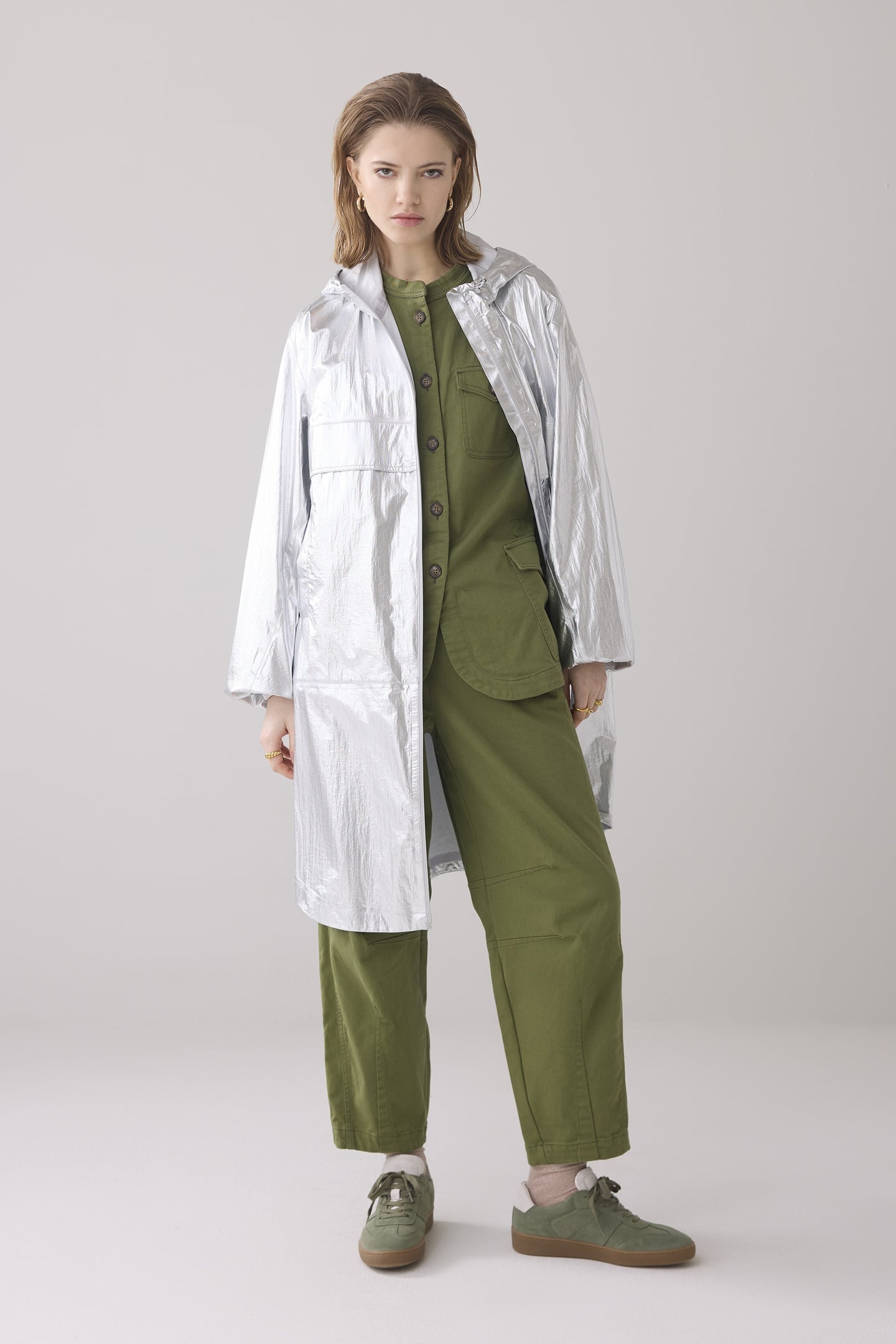 COAT METALLIC RAIN SILVER 2