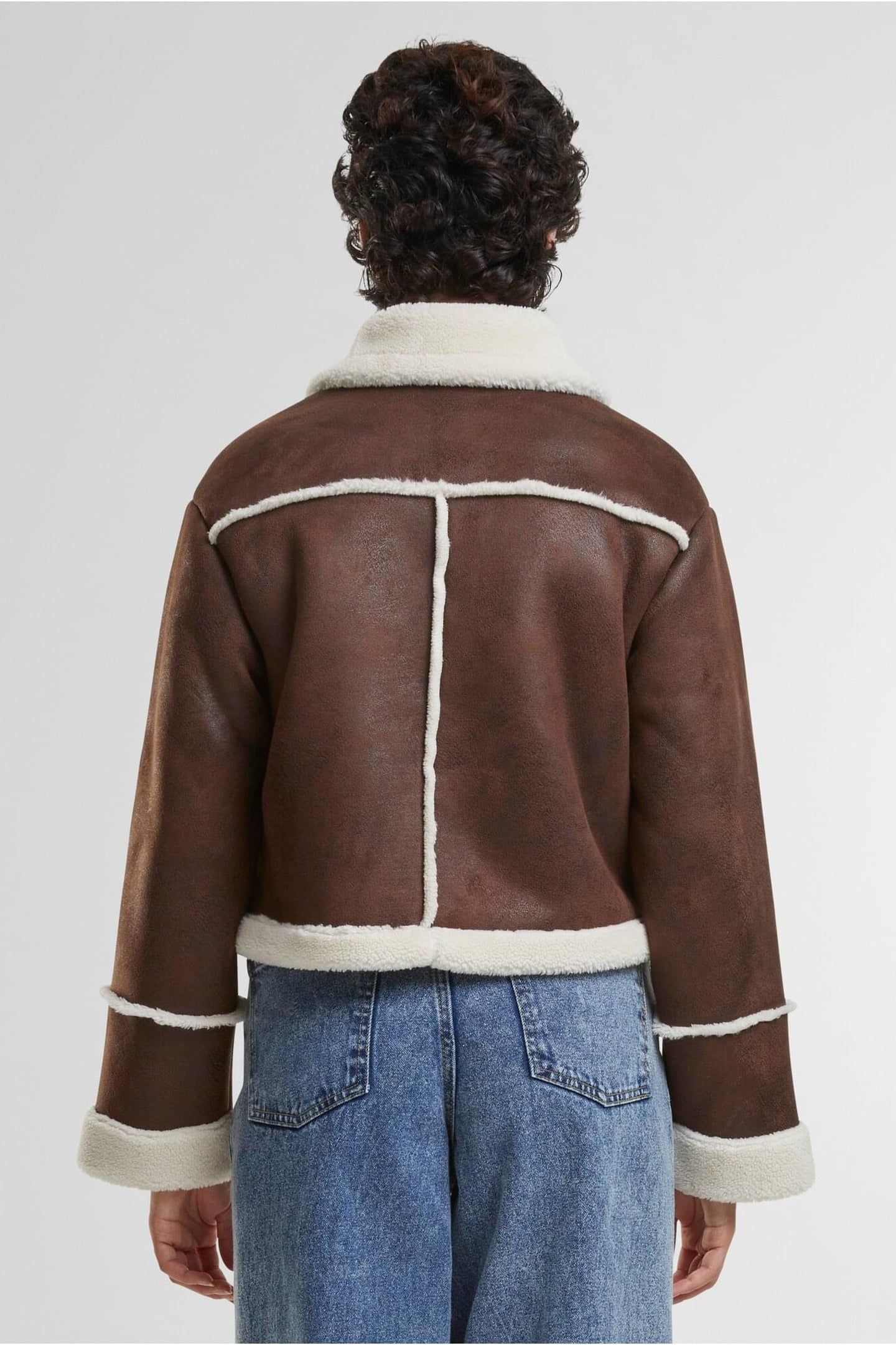 LADIES SHEARLING JACKET BROWN/WHITESAND 4