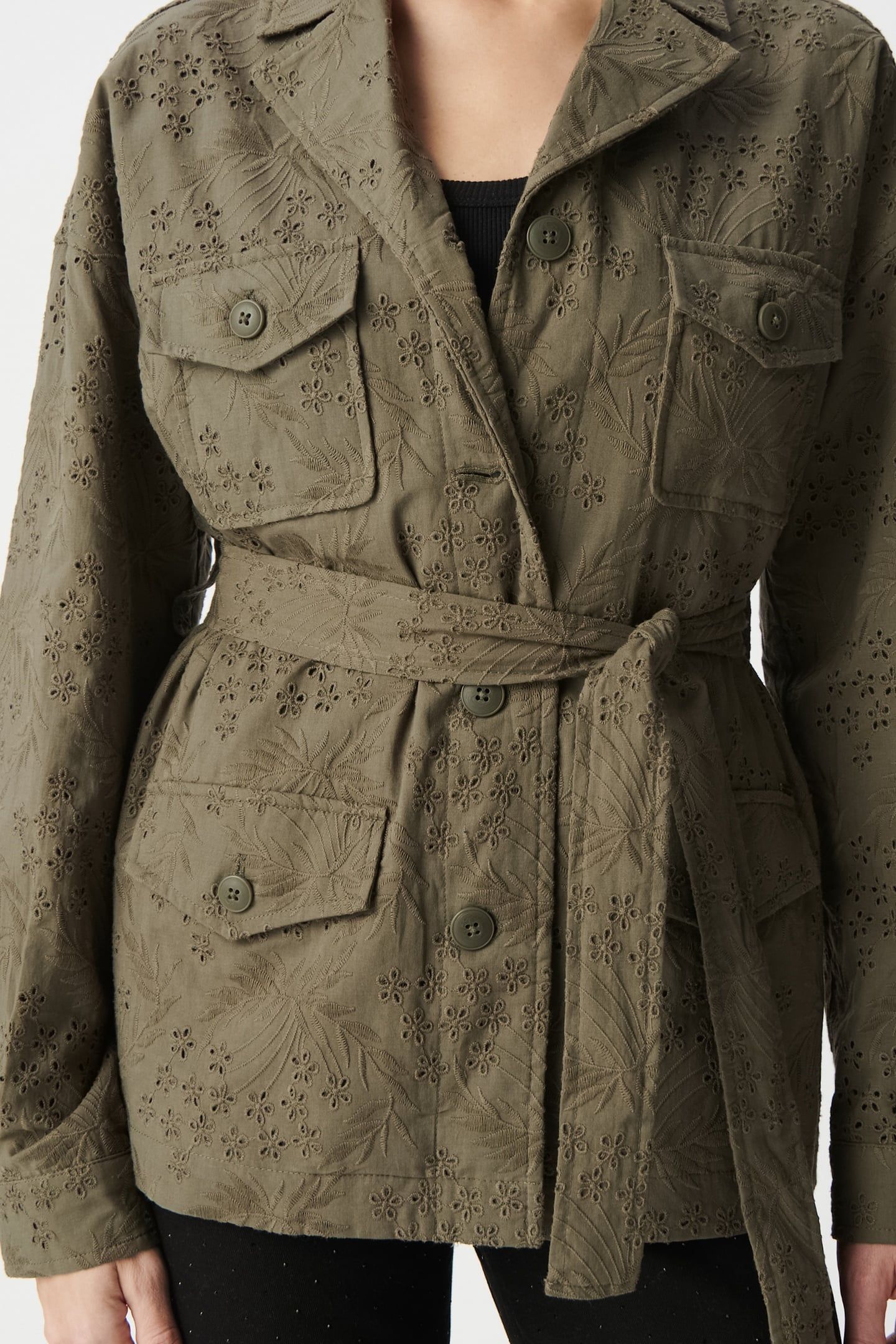SAHARIENNE KHAKI ORGANIC COTTON EMBROIDERY ANGLAISE 5