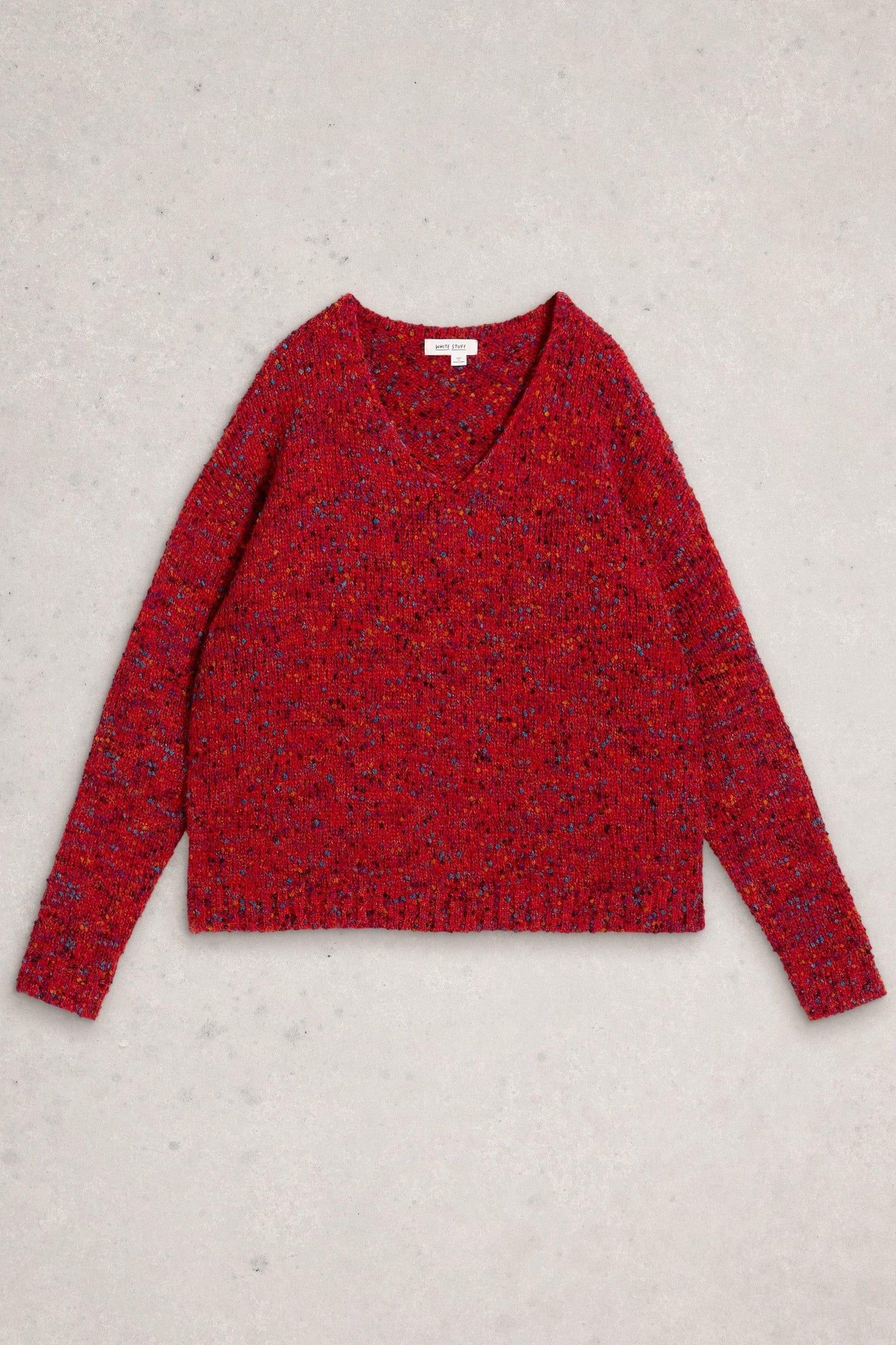TEXTURE V NECK MID RED 4