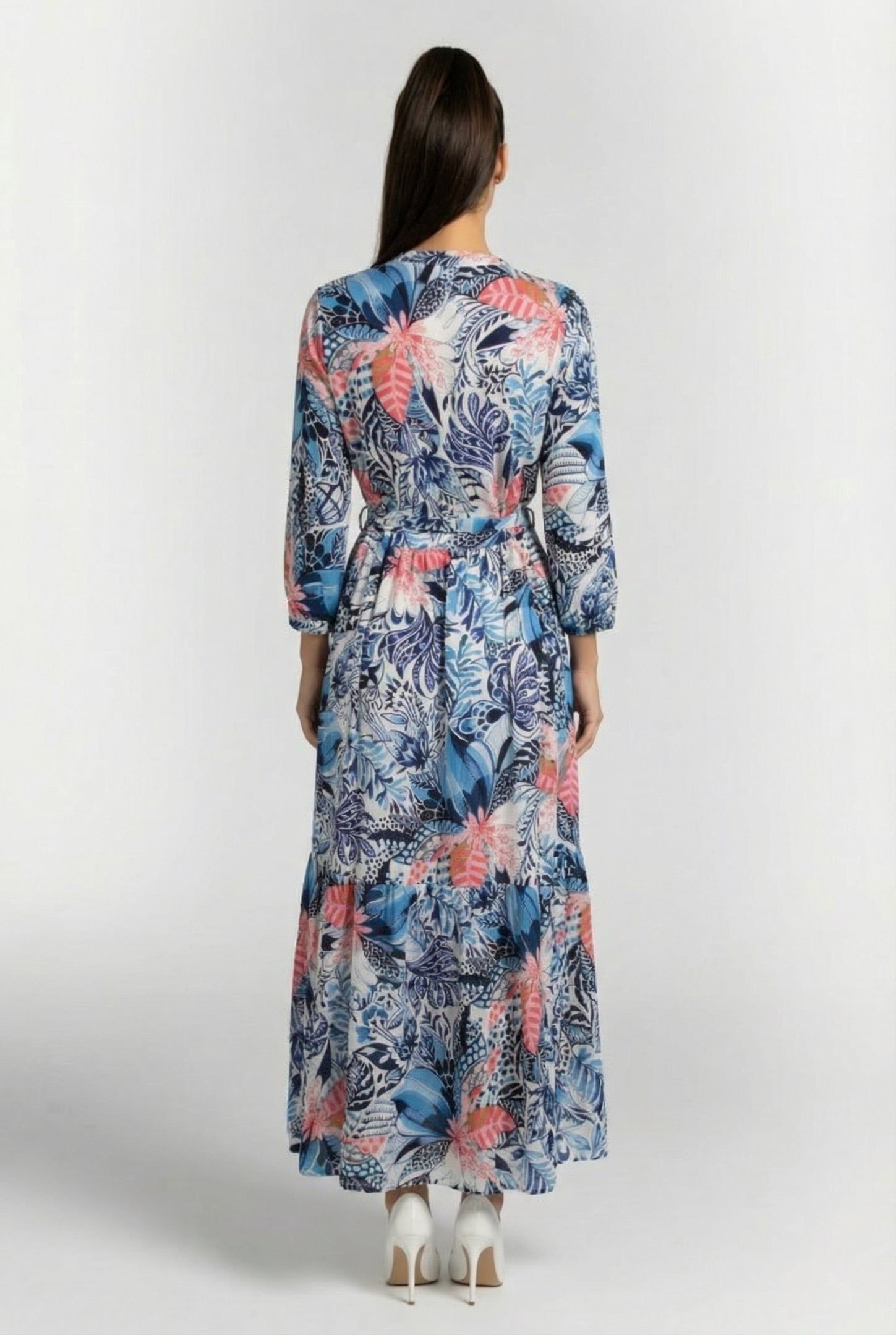 DRESS MELODY IN OFFWHITE WITH AZUR FUSION PRINT 2