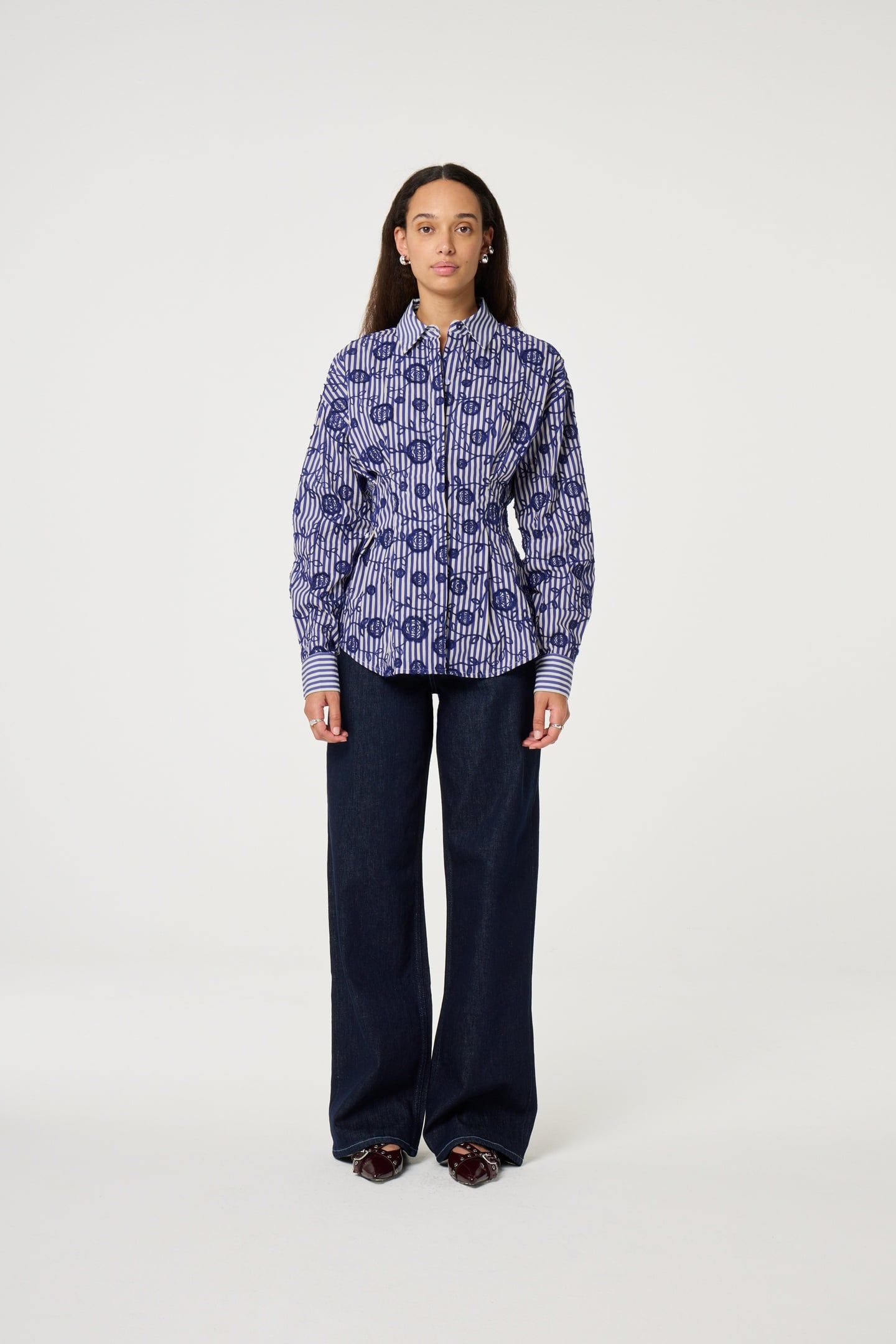 ROSINA BLOUSE COSY WHITE/ROYAL COBALT 1