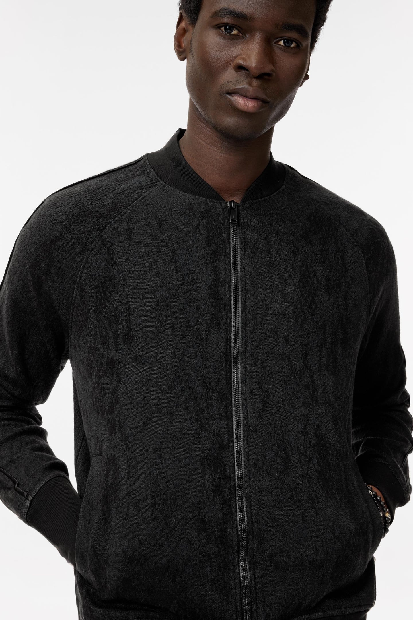 RIGGINS LS PYTHON JACQUARD BOMBER BLACK 2