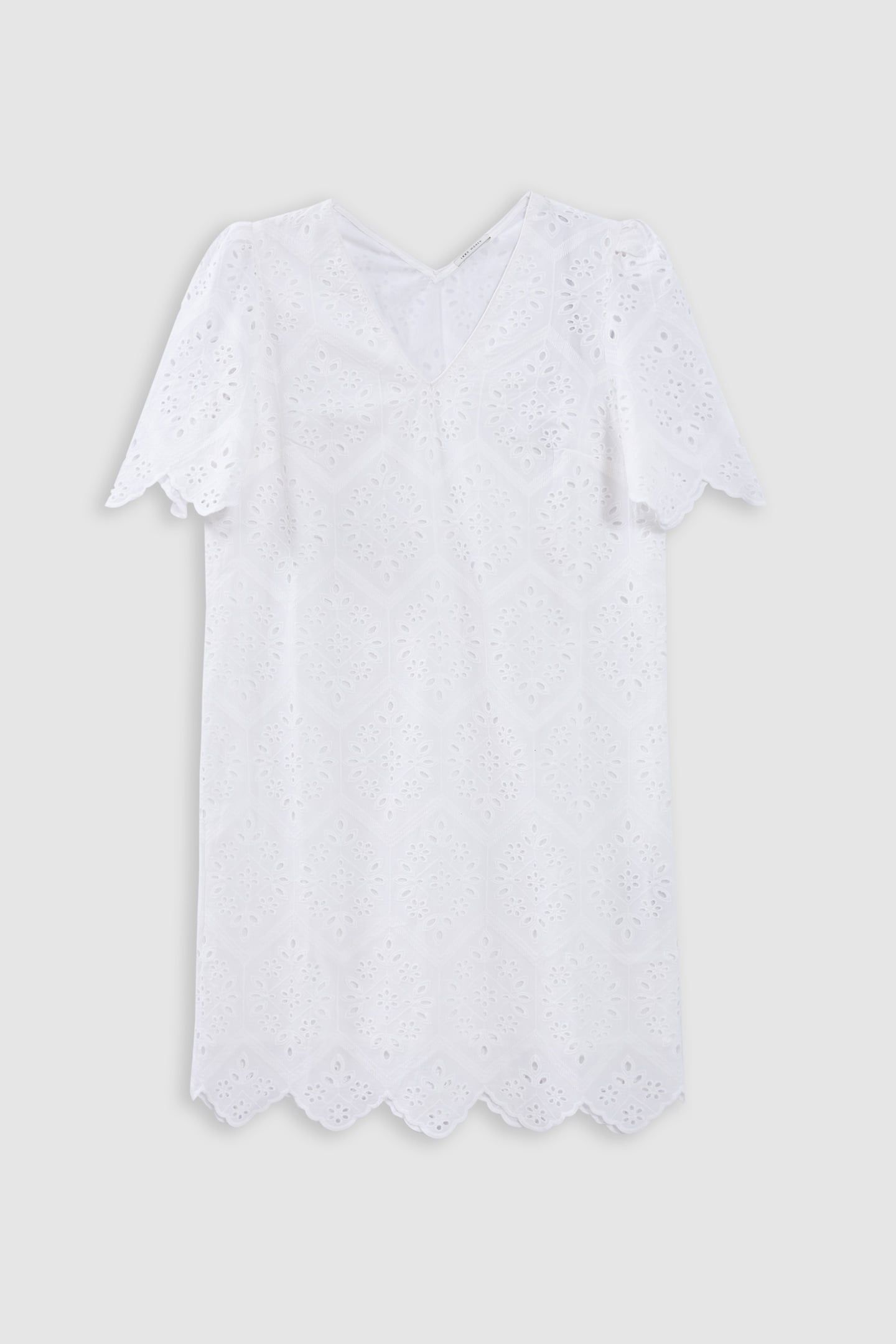 WHITE DRESS IN ORGANIC COTTON WITH BRODERIE ANGLAISE 6