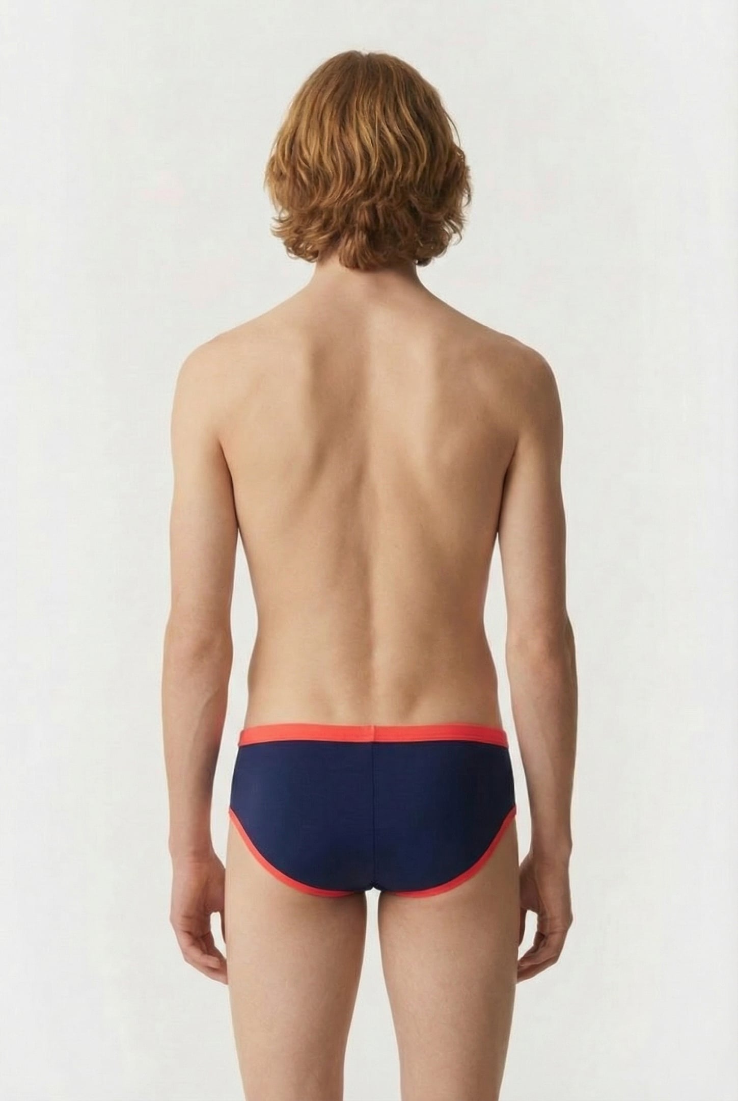 MEN'S ARENA ONE 12CM SWIM BRIEFS BIG LOG NAVY FLUO RED 2