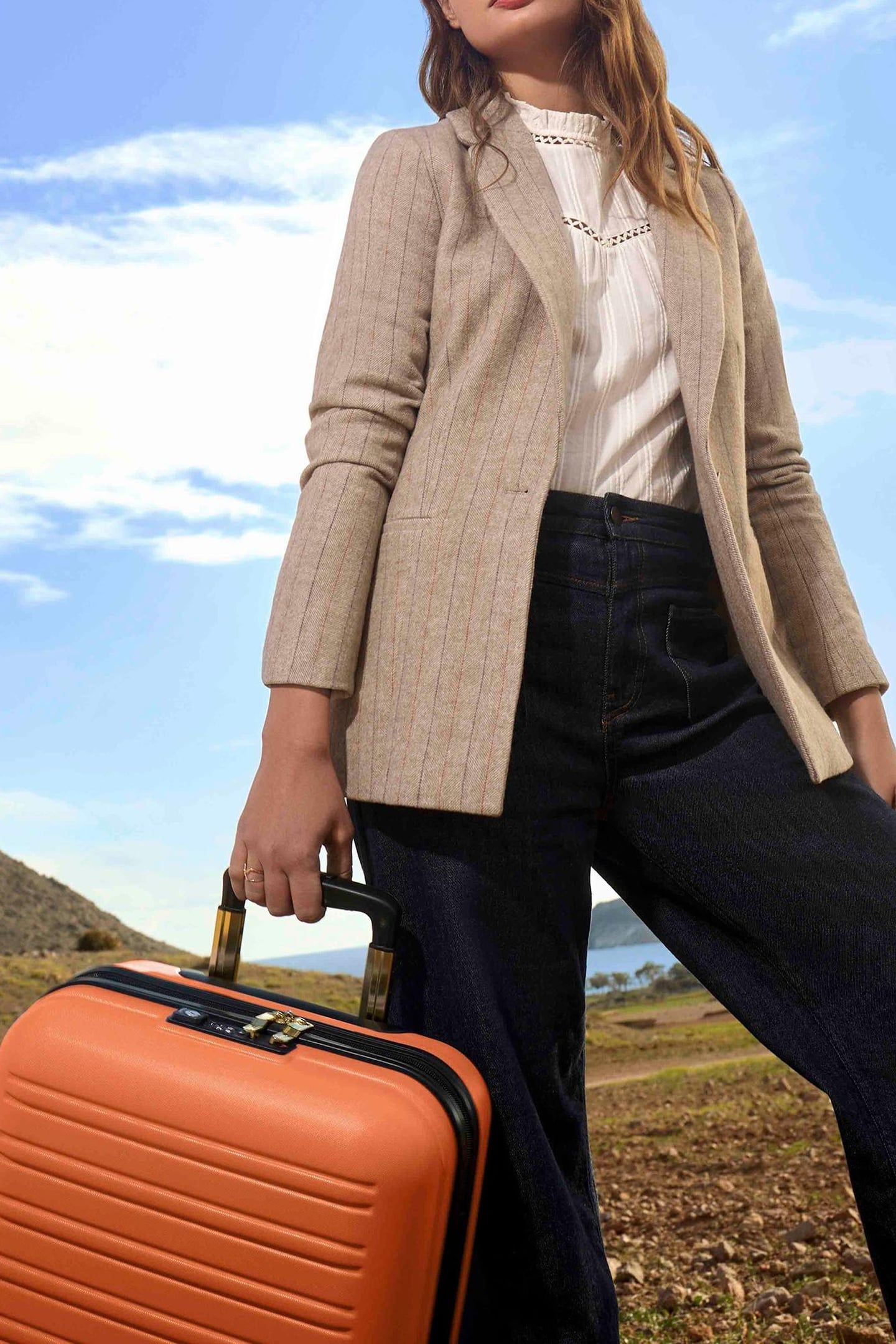 VICKI - BEIGE WOOL JACKET WITH STRIPED HERRINGBONE PATTERN 6