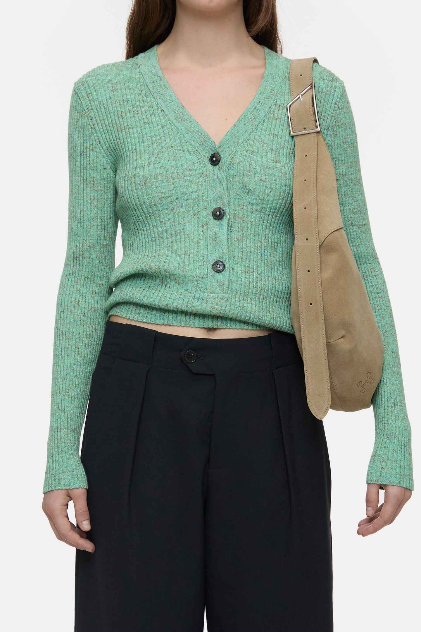 V NECK HENLEY KNITS GREEN KICK 2