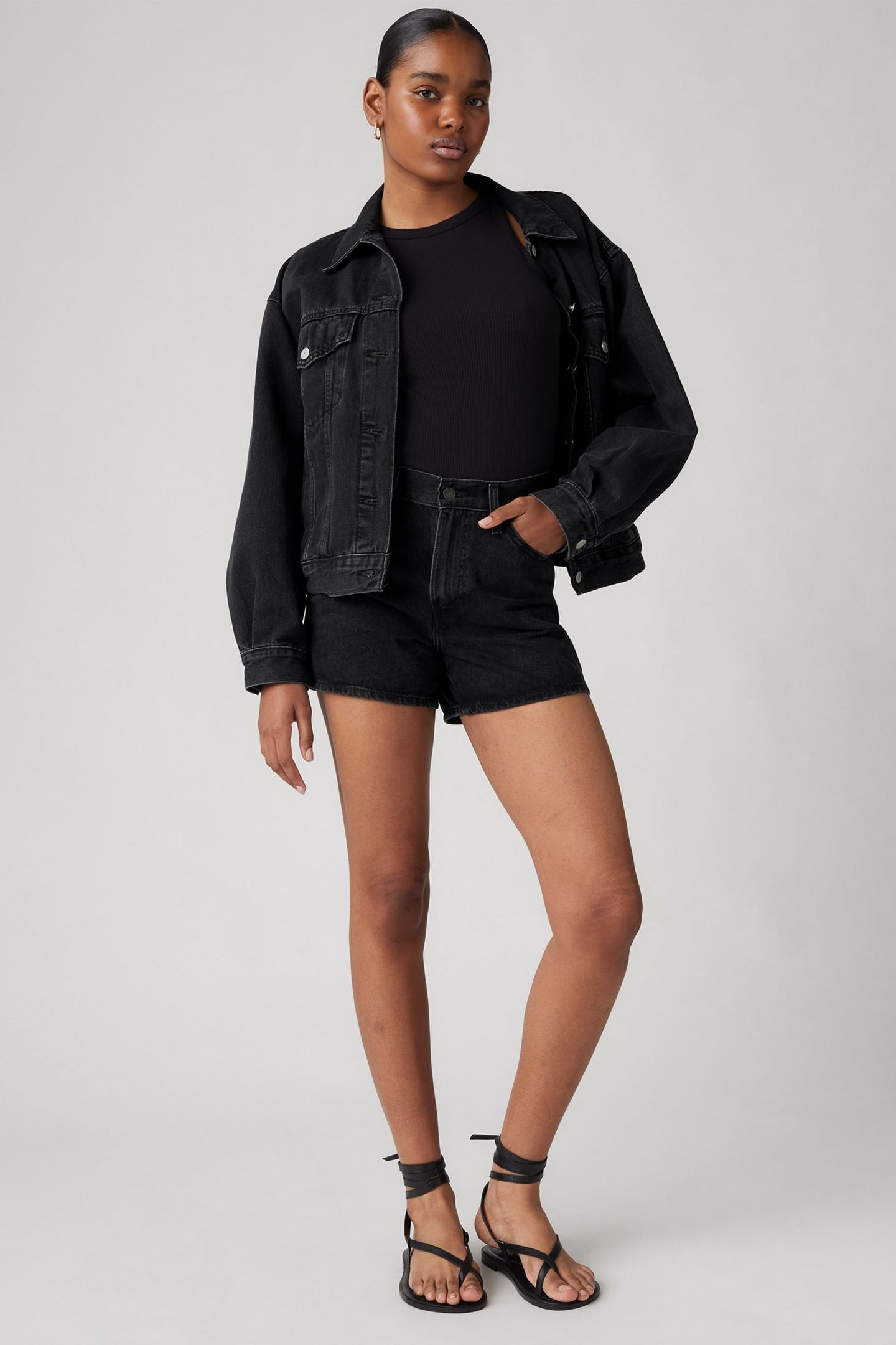 80S MOM SHORT BLACK STONEWASH 1