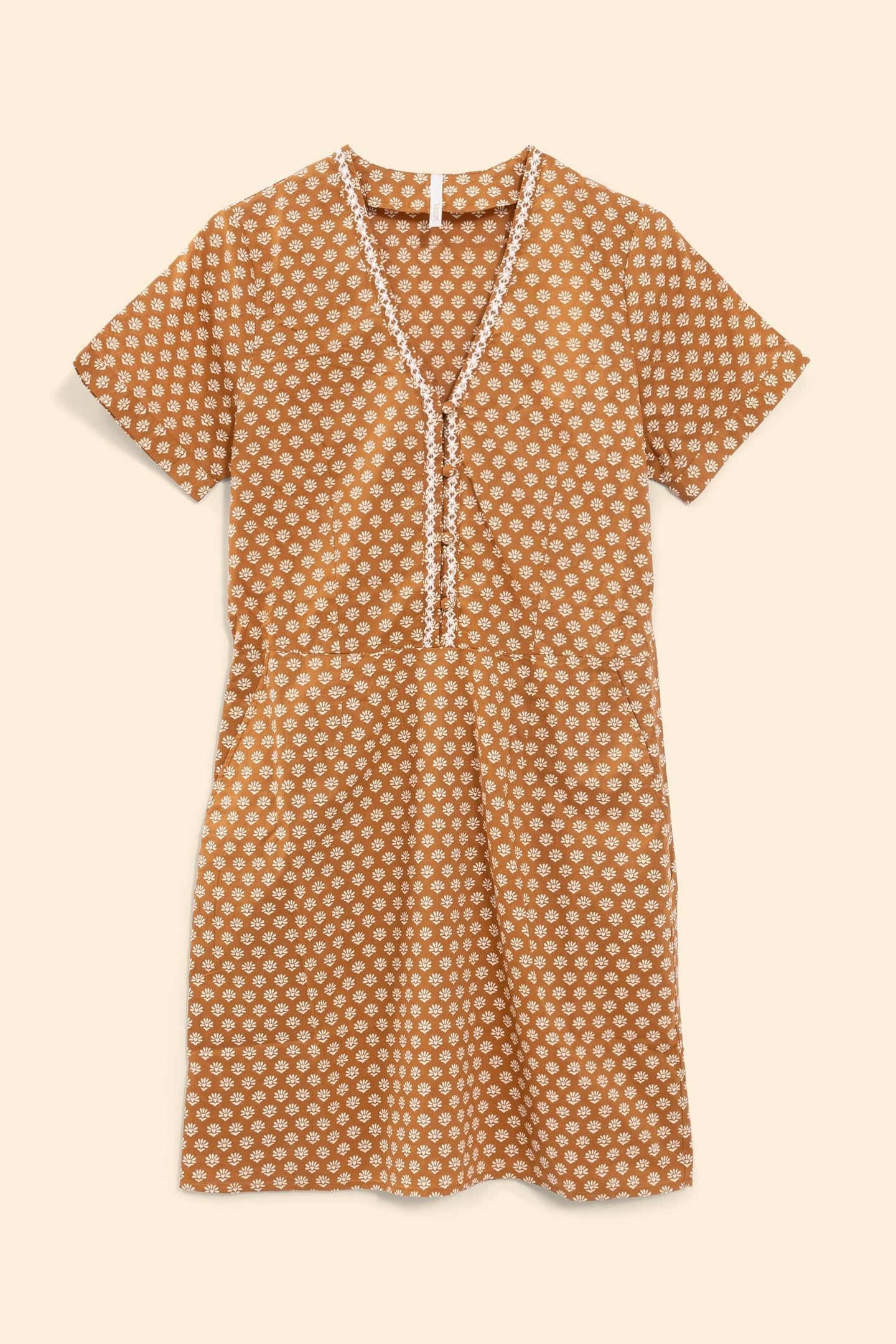 CAMEL FLORAL HEART DRESS OCHRE 4