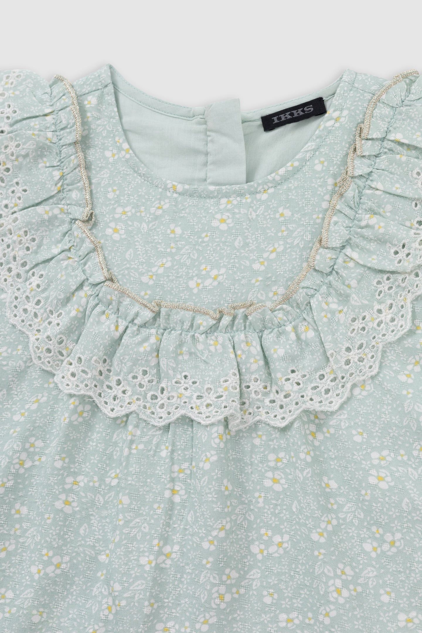 WATER GREEN FLORAL PRINT BLOUSE 3