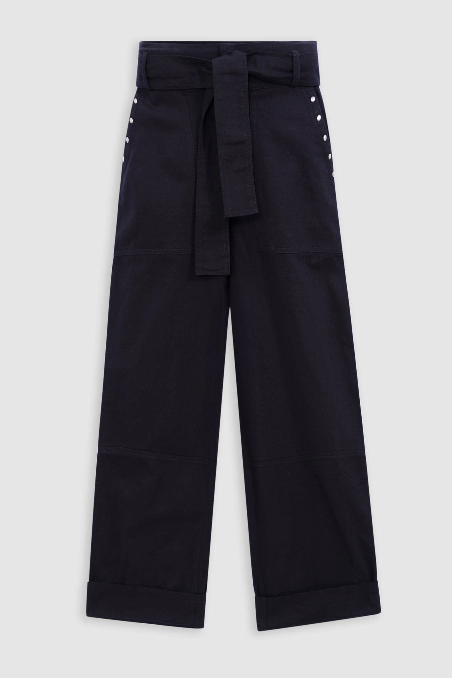WIDE BLACK PAPERBAG JEANS WITH EVE STUD DECORATION 4