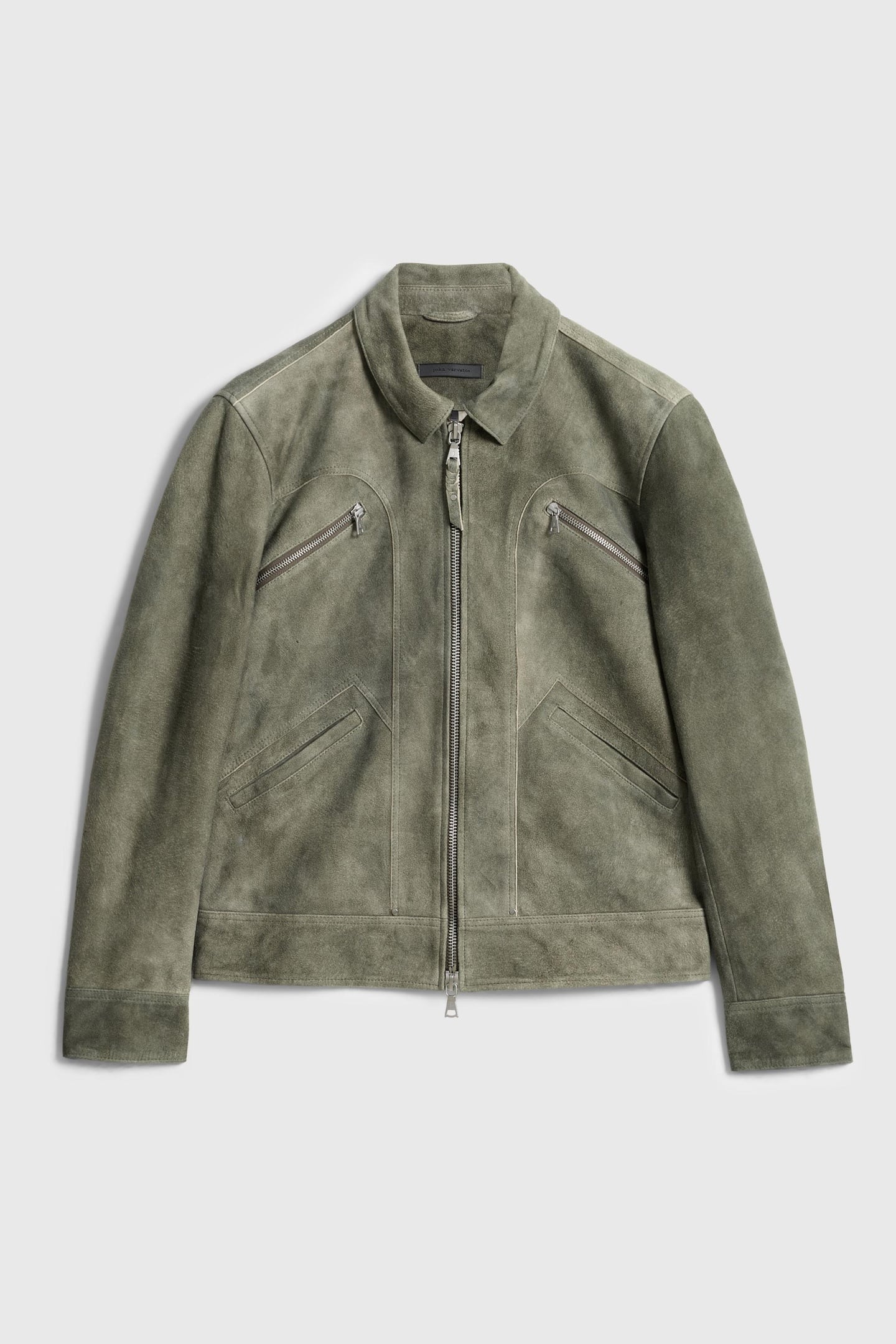BRIAN LS COLLARED ZIPPER LEATHER JACKET FOSSIL GREY 2