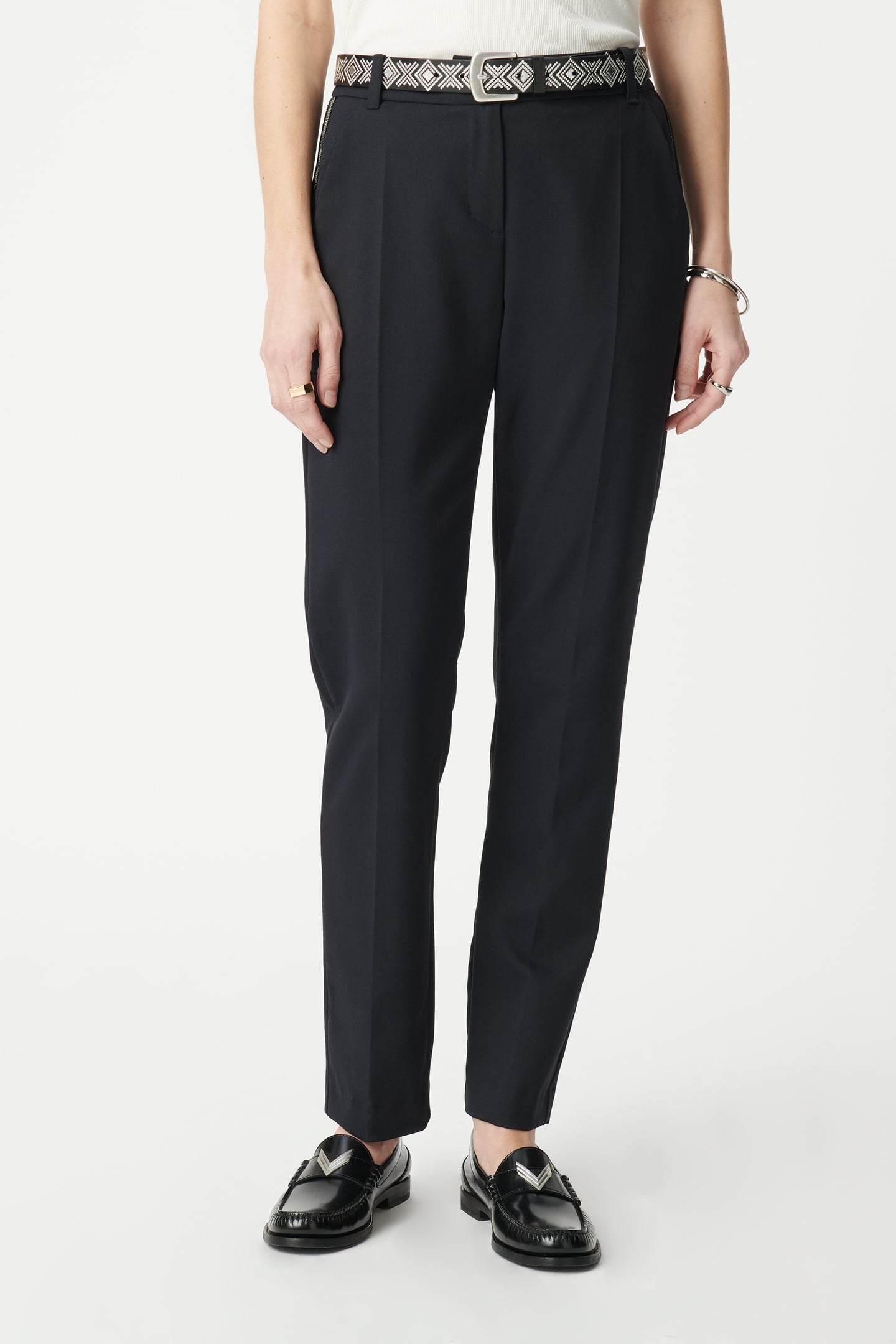 NAVY SUIT TROUSERS WITH DECORATIVE BRAID 2