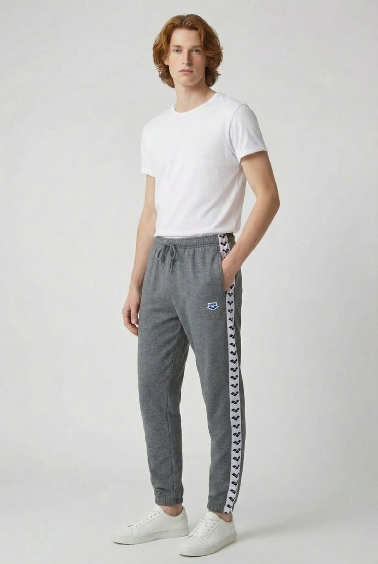 UNISEX ARENA ICONS PANT SOLID DARKGREY MELANGE-WHITE-BLA 6