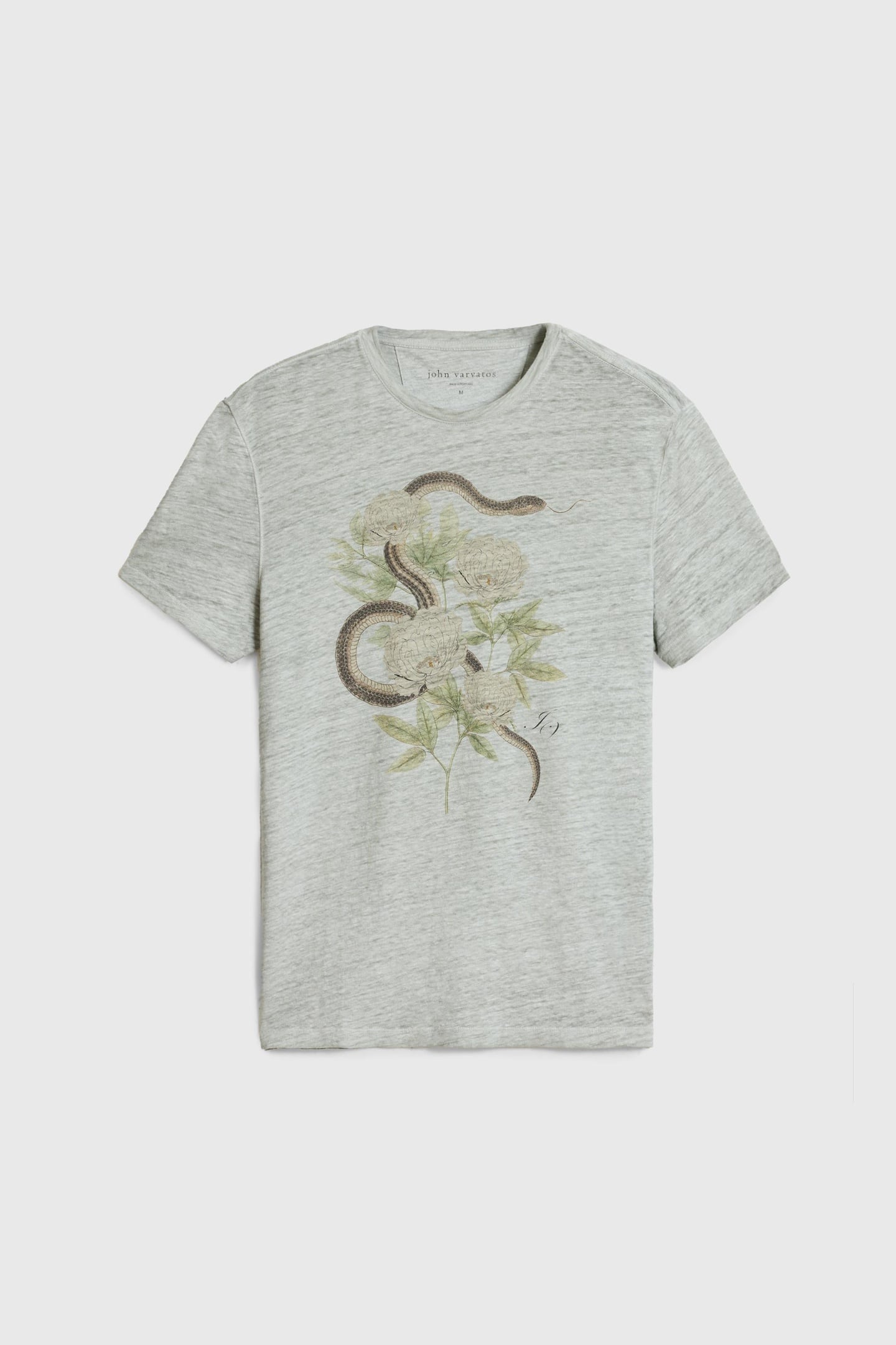 SS CREW TEE - SNAKE FLORAL SMOKED PEARL GREY 2