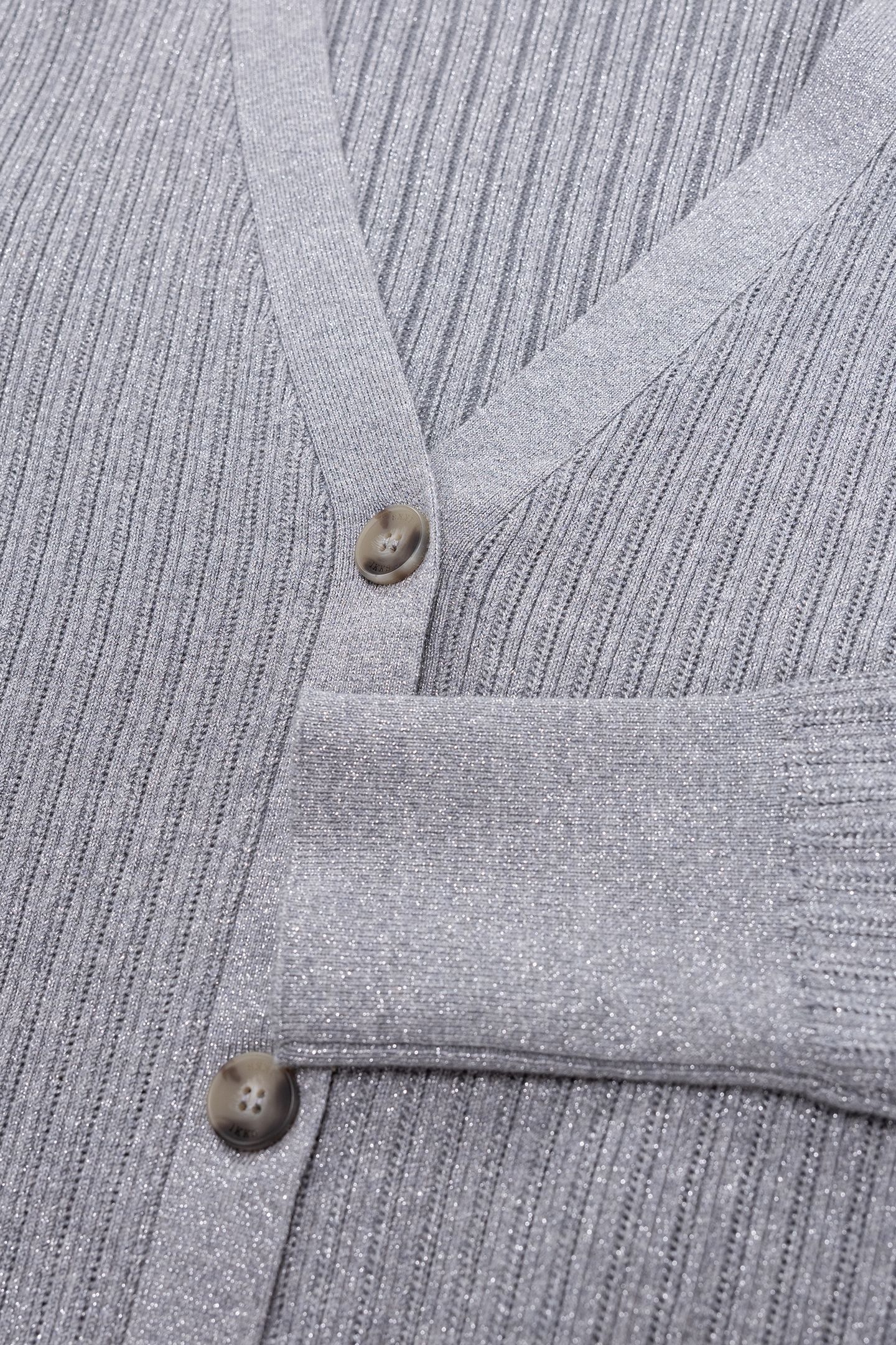CHIC GREY OPENWORK LUREX CARDIGAN 8
