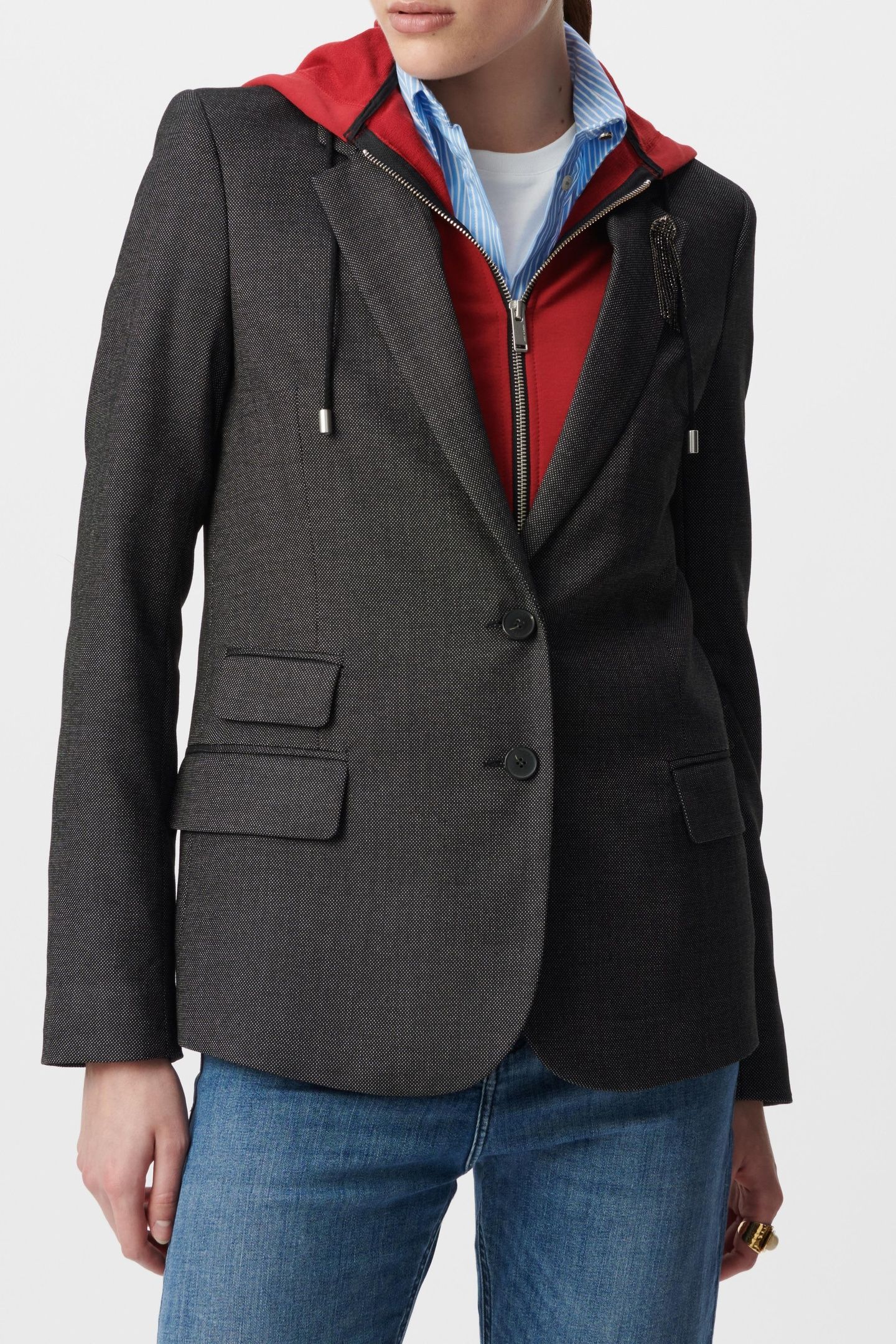 OVERSIZED BLACK CAVIAR FAUX-UNI SUIT JACKET 1
